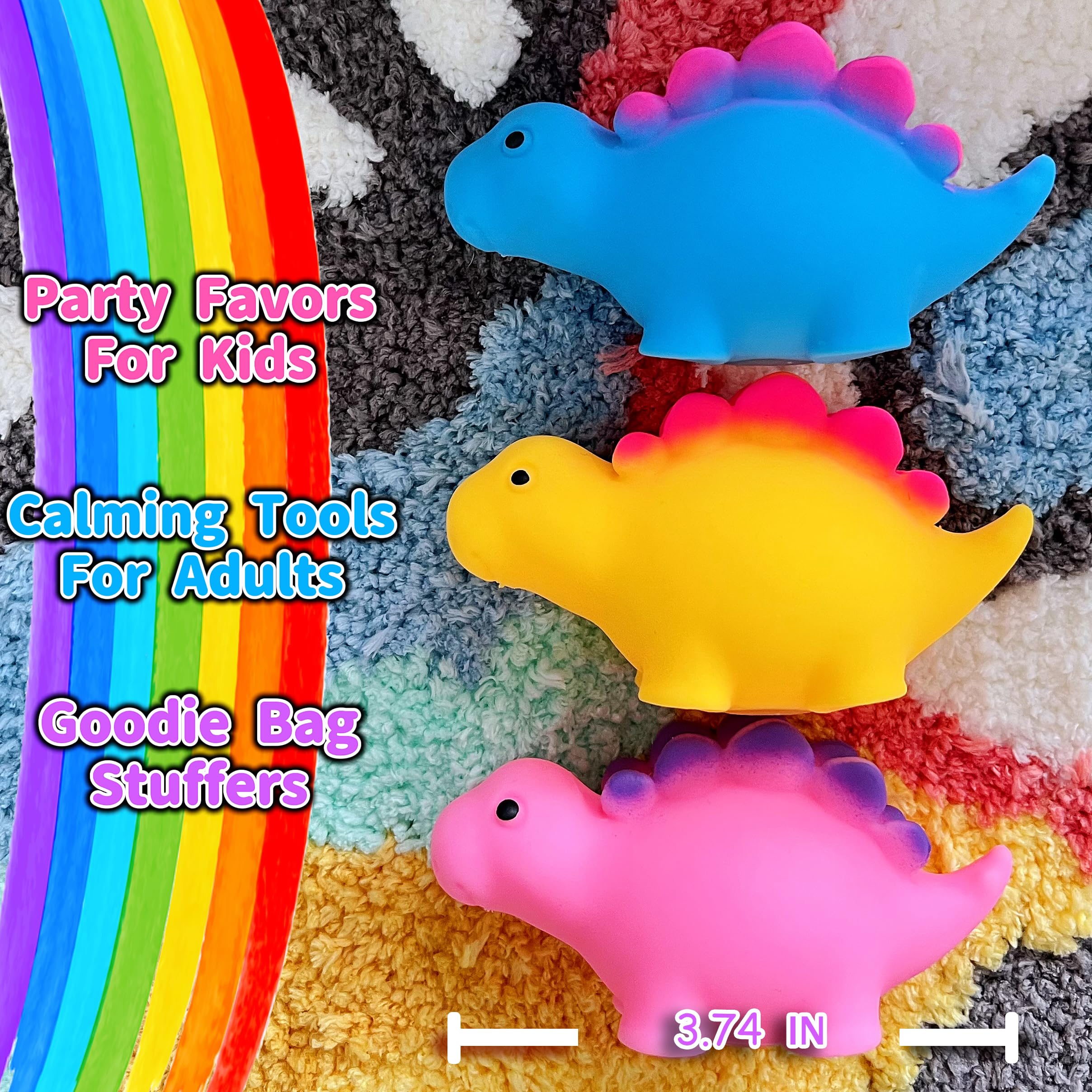 Stegosaurus Squishy Stress Balls - Dinosaur Squeeze Toys for Kids & Adults | Stretchy Fidget Toys for Anxiety Relief, Sensory Play & Classroom Rewards | Blue Dinosaur Sensory Toys for Stress Relief, Office Desk & Travel Companion