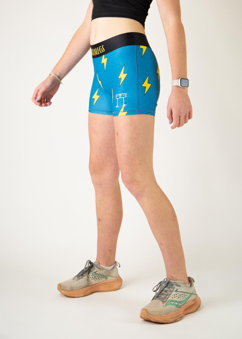 Women's Blue Bolts 3 Race Compression Shorts - High-Performance Running & Workout Shorts for Women - Ideal for Marathon, Gym & Training