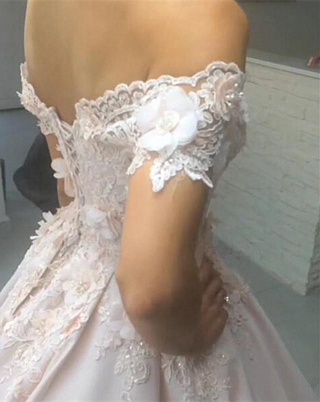 Elegant Off-the-Shoulder Ball Gown with Lace & Satin - Formal Evening Dresses for Prom, Wedding, Quinceanera & Special Occasions