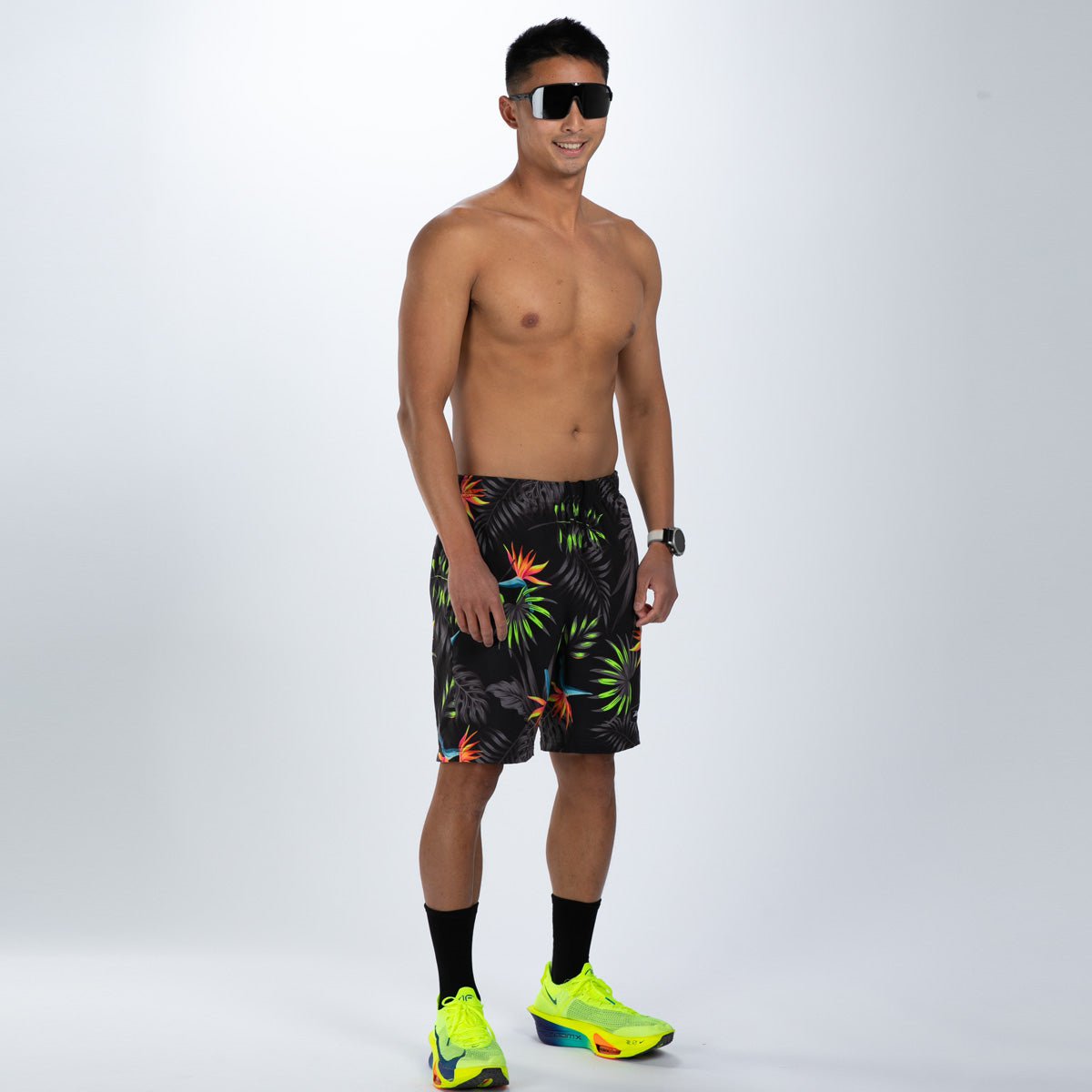 Men's Limited Edition Running Shorts 2-in-1 with Built-in Liner - Quick Dry & Breathable for Workouts, Jogging & Gym Training - Tropical Print Design