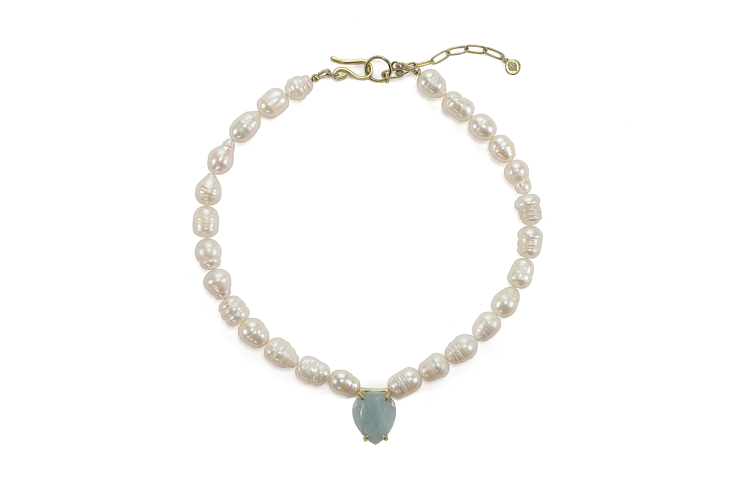 14k Gold Beaded Pearl Necklace - March Birthstone Pendant for Bridal & Party