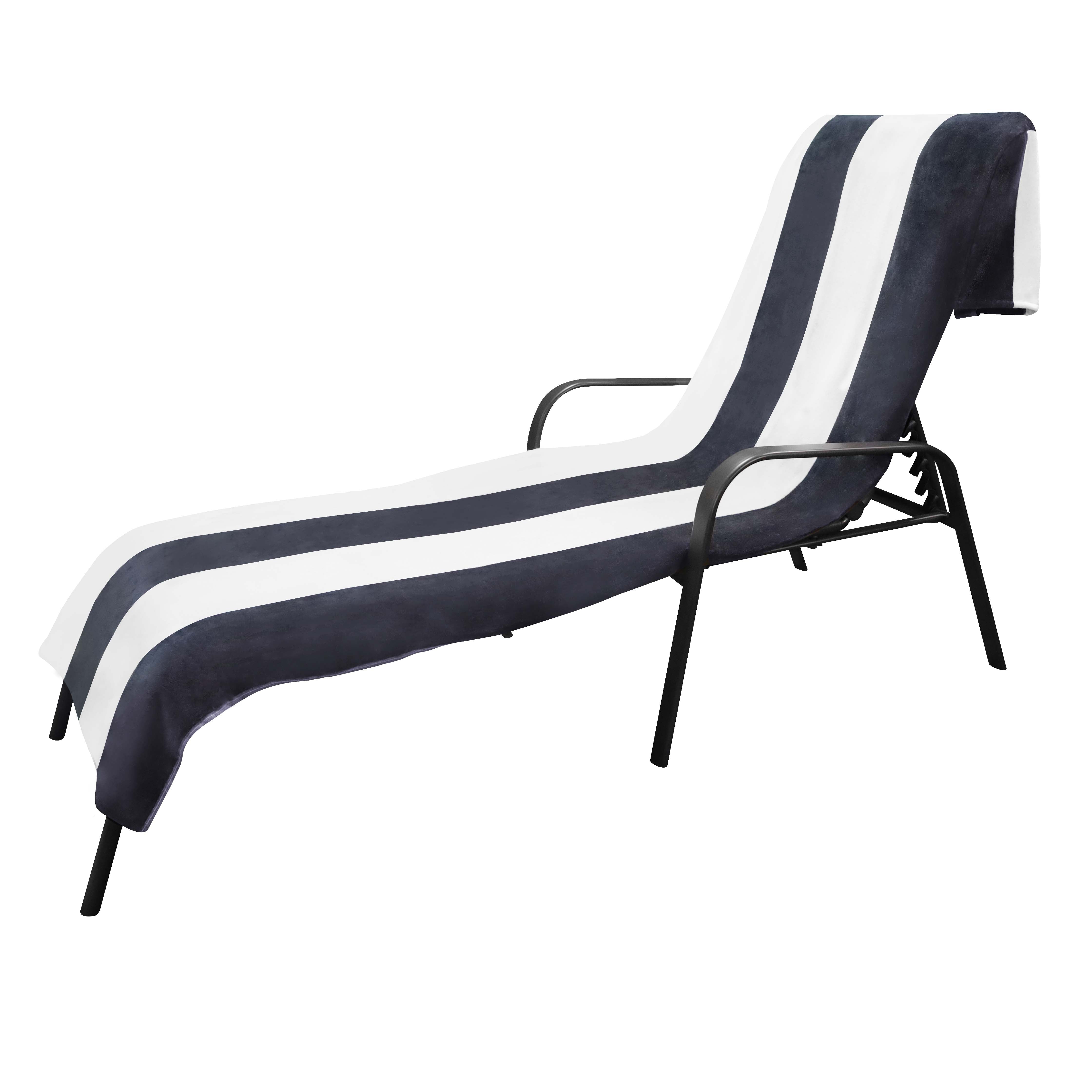 Premium Cotton Cabana Stripe Chaise Lounge Chair Cover - Standard Size, UV Resistant & Waterproof - Perfect for Poolside, Patio, and Outdoor Furniture Protection