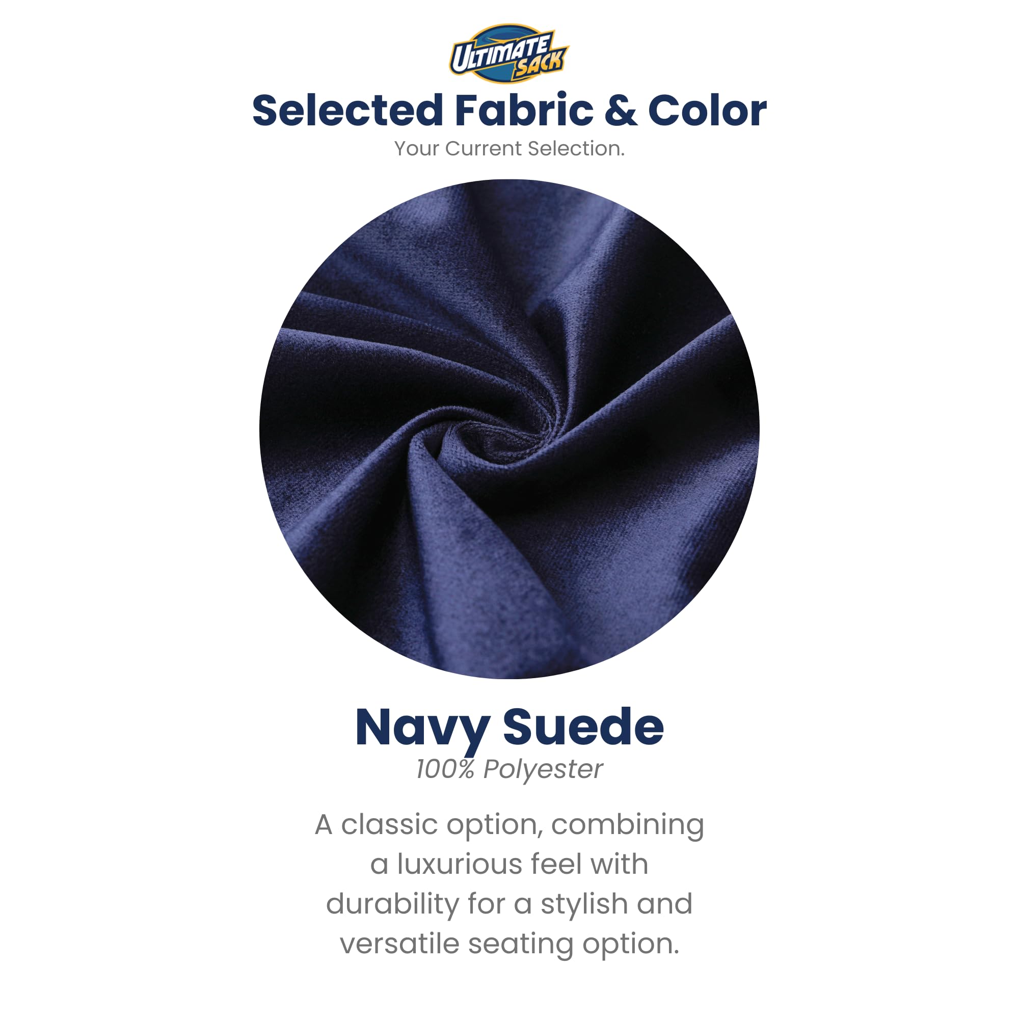 ULTIMATE SACK 6ft Oversized Bean Bag Chair for Adults - Navy Suede Comfortable Lounge Sofa & Loveseat Furniture for Living Room, Bedroom, Game Room and Dorm