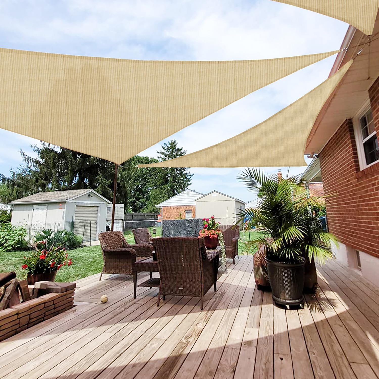 25' x 25' x 25' Triangle Sand Sun Shade Sail - 240GSM UV Block Permeable Canopy Cover for Patio, Pergola & Outdoor Spaces - Durable Customizable Sun Protection for Backyard, Pool & Garden Areas