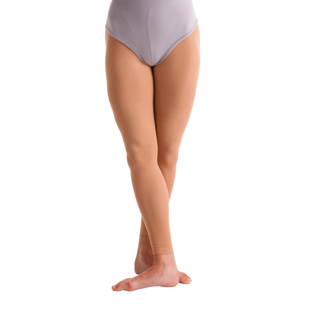 Silky Footless Dance Tights for Kids & Adults - Tan Color - Perfect for Ballet, Yoga, Gymnastics & Dance Performances