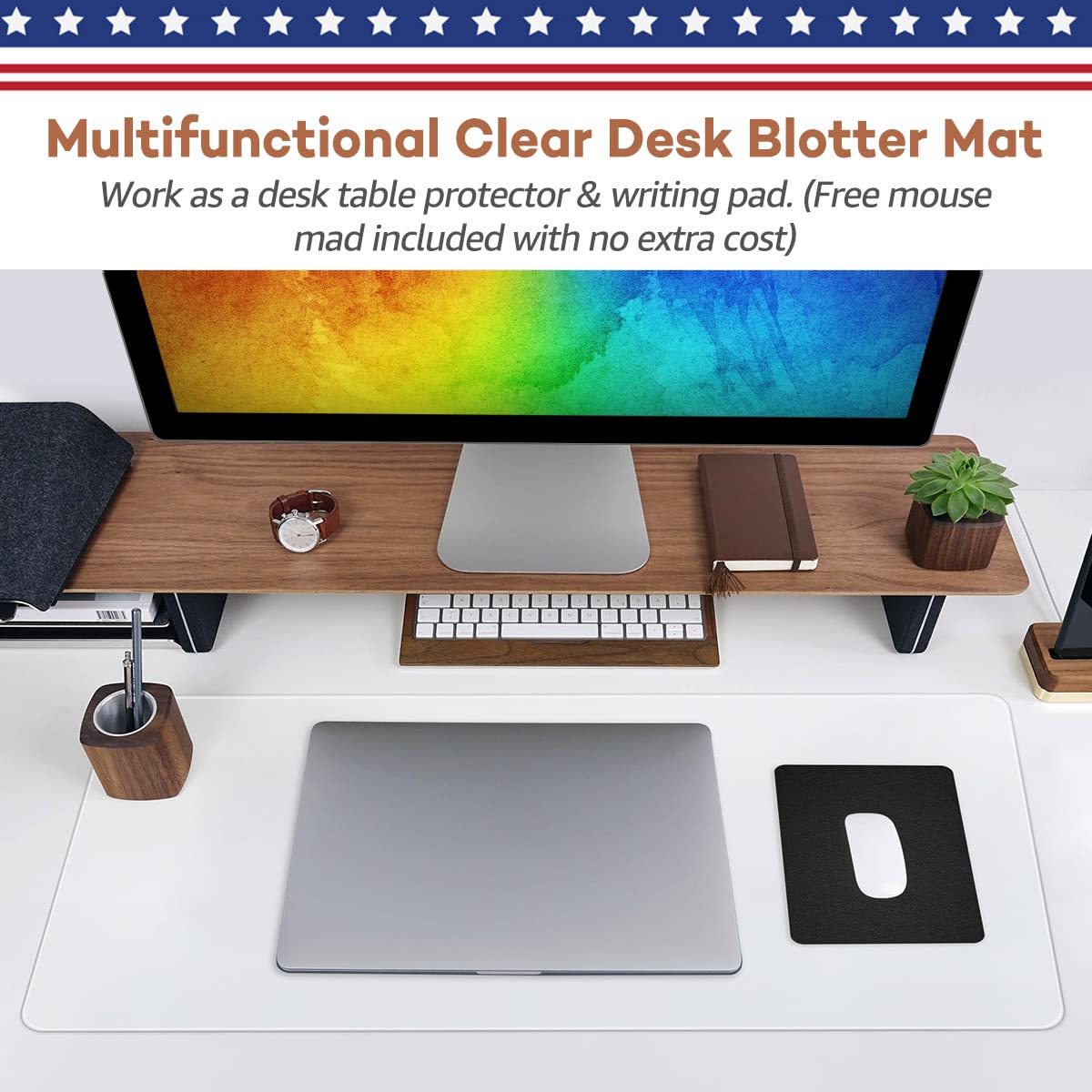 RostiKong 24'' x 60'' Large Clear PVC Desk Mat - Waterproof Transparent Table Protector with Round Edges, Easy Clean Vinyl Writing Surface for Office & Home | Perfect for Computer Workstations, Crafting & Dining Tables