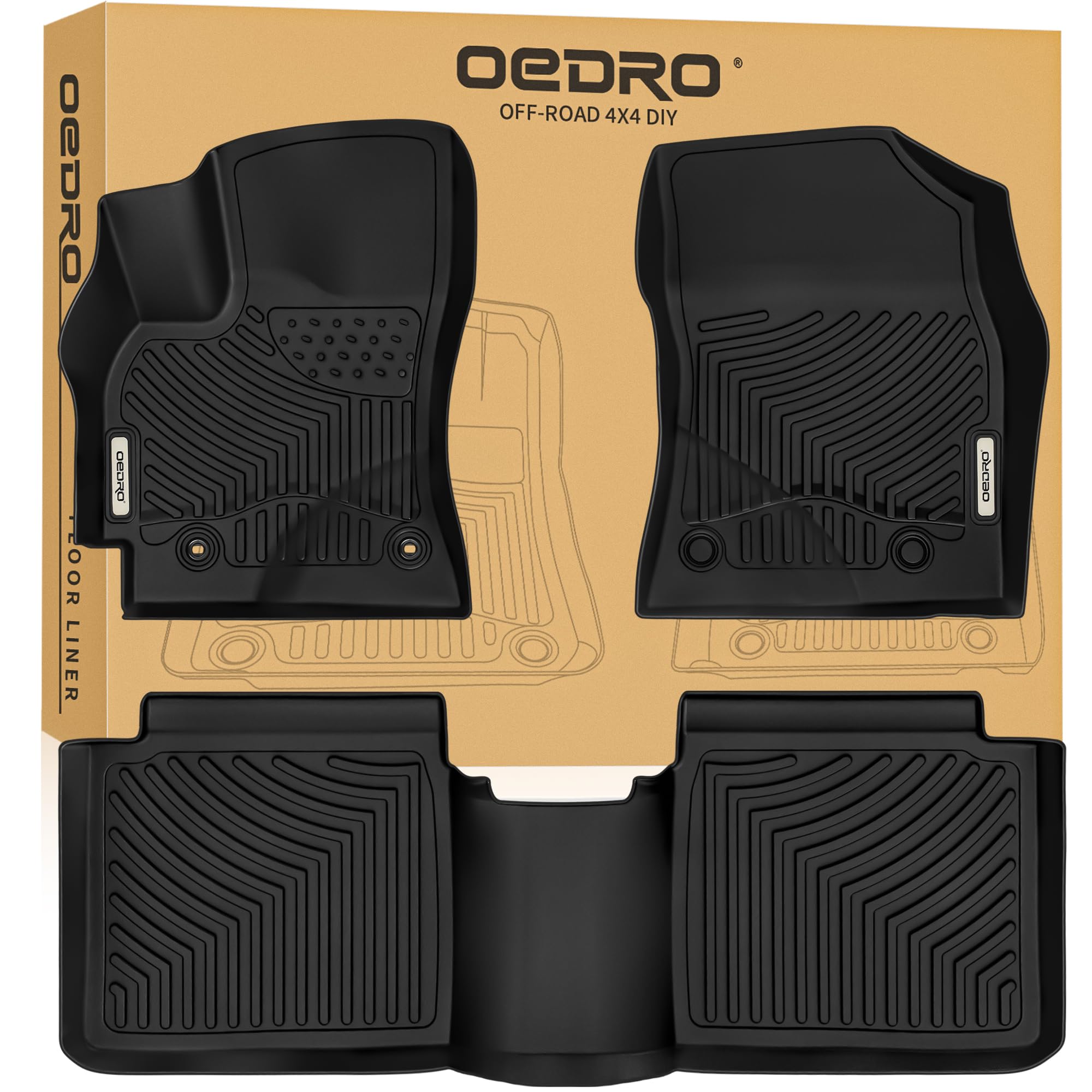 OEDRO Custom Fit All Weather Floor Mats for 2014-2019 Toyota Corolla Automatic Transmission - Front & Rear Seat Protection - Perfect for Daily Commute, Road Trips and Harsh Weather Conditions