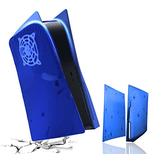 Premium Shockproof PS5 Faceplates - ABS Anti-Scratch Dustproof Cover Replacement Shell for PS5 Console Disc Edition (Translucent Blue) | Durable Protection & Stylish Gaming Setup Accessory
