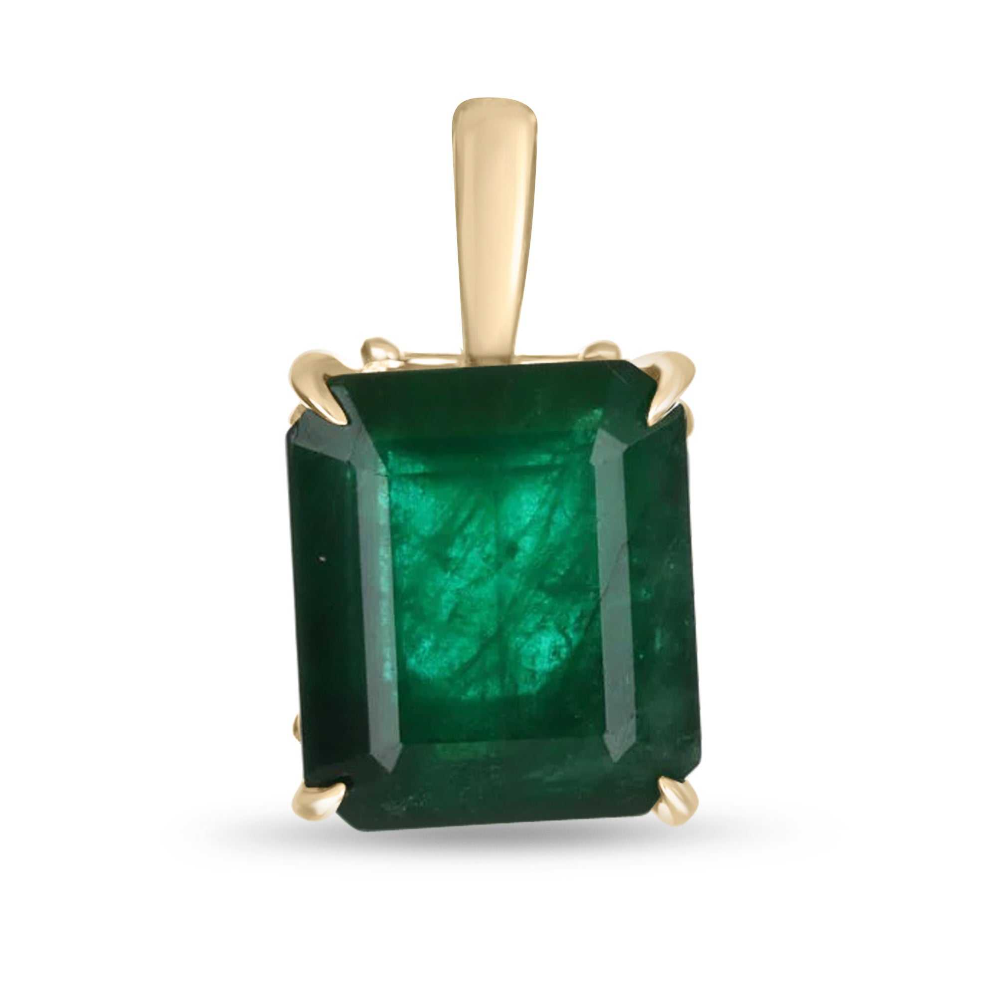 4.92 Carat Emerald Cut Solitaire Dark Forest Green Gold Pendant Necklace - 14K Solid Gold Elegant Jewelry for Women - Perfect for Weddings, Anniversaries & Special Occasions