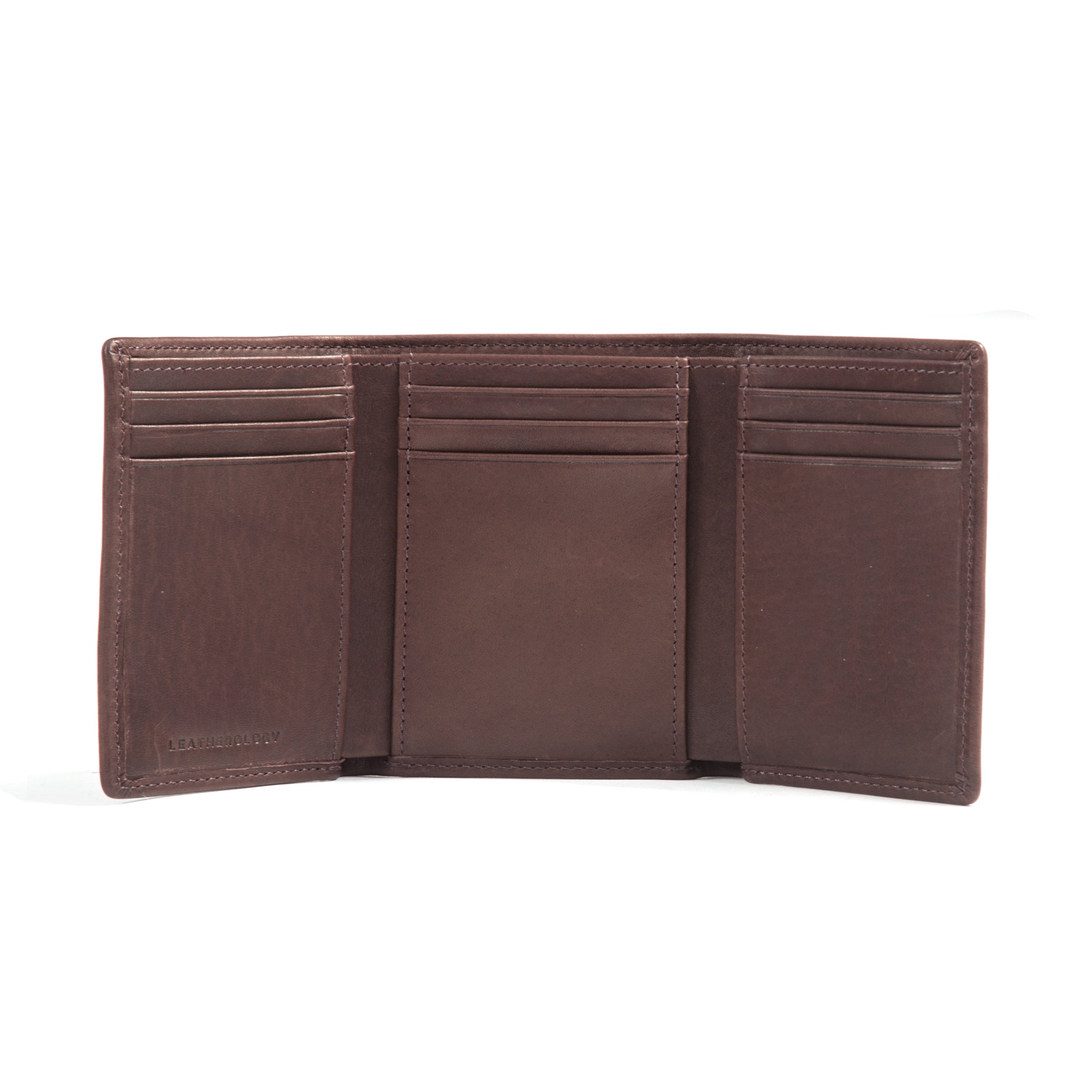 Premium Genuine Leather Trifold Wallet for Men - RFID Blocking, Multiple Card Slots & ID Window - Stylish Mahogany Brown - Perfect for Everyday Use, Travel & Business