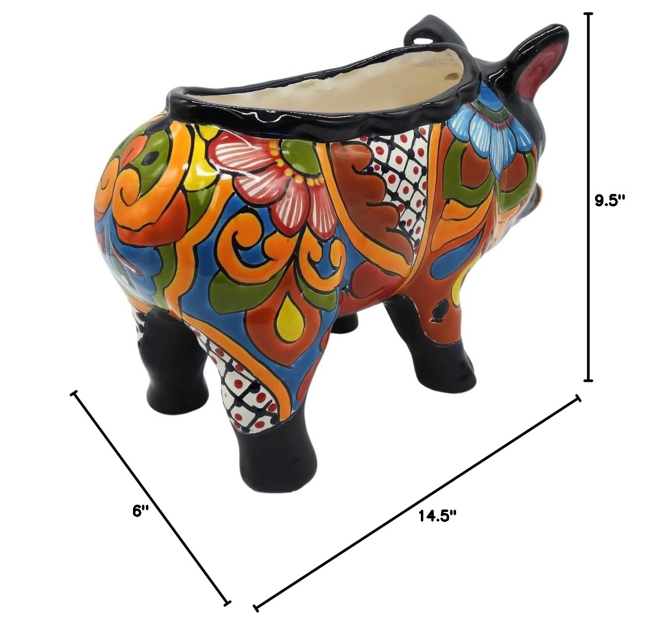 Hand Painted Daisy Pig Planter - Glazed Ceramic Flower Pot for Indoor & Outdoor Decor - Perfect for Succulents, Herbs, and Small Plants