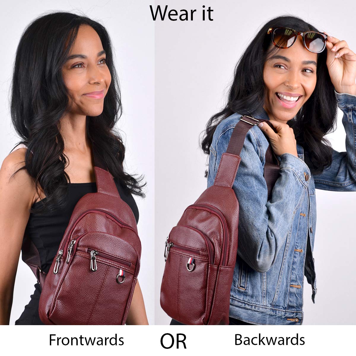 WESTEND Synthetic Leather Crossbody Sling Bag Backpack with Adjustable Strap - Stylish & Durable Unisex Shoulder Bag for Travel, Work & Daily Use