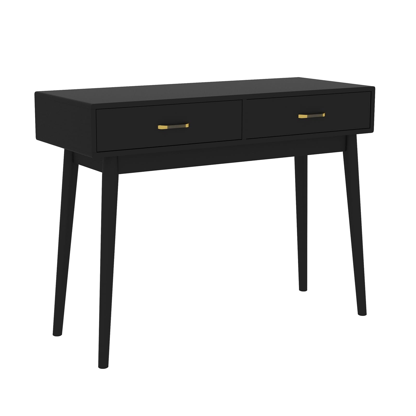 40 Inch Small Desk with Drawers - Modern Home Office Study Writing Desk for Bedroom, Black Computer Desk with 4 Solid Legs, Space-Saving Vanity Desk for Small Spaces | Perfect for Home Office, Dorm Room & Apartment Workspace
