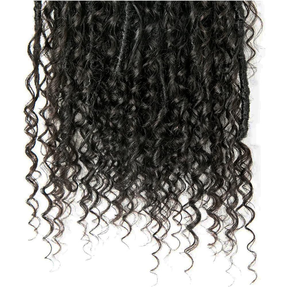 22inch Pre-Looped Crochet Locs with Human Hair Curls | Soft Messy Boho Dreadlocks with Curly Ends | 72 Locs for Women | Perfect for Protective Styling, Natural Hair Care & Festival Looks