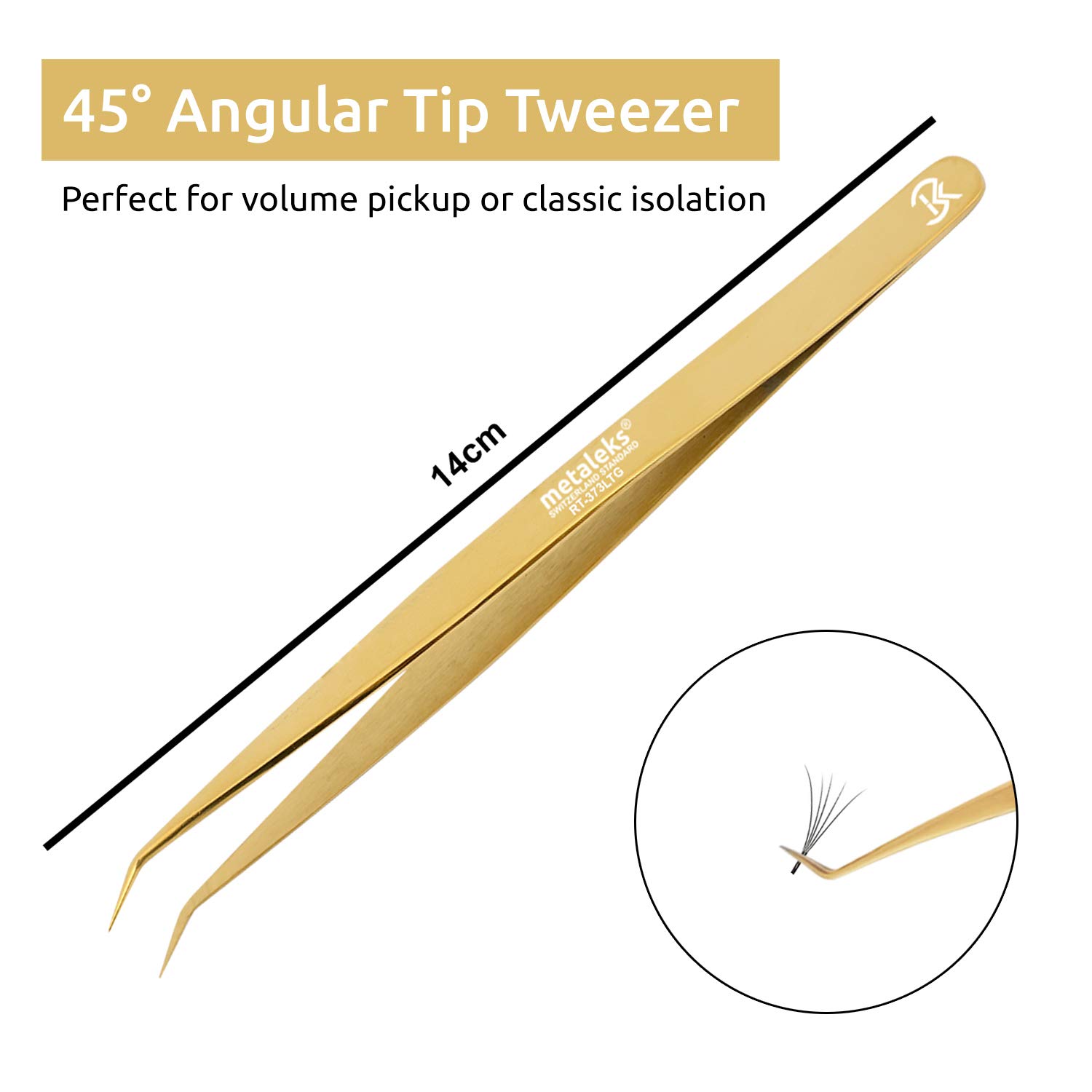 Professional 45° Angled Tip Super Straight Tweezers - Precision Eyelash & Eyebrow Tweezers for Grooming, Makeup, and DIY Crafts