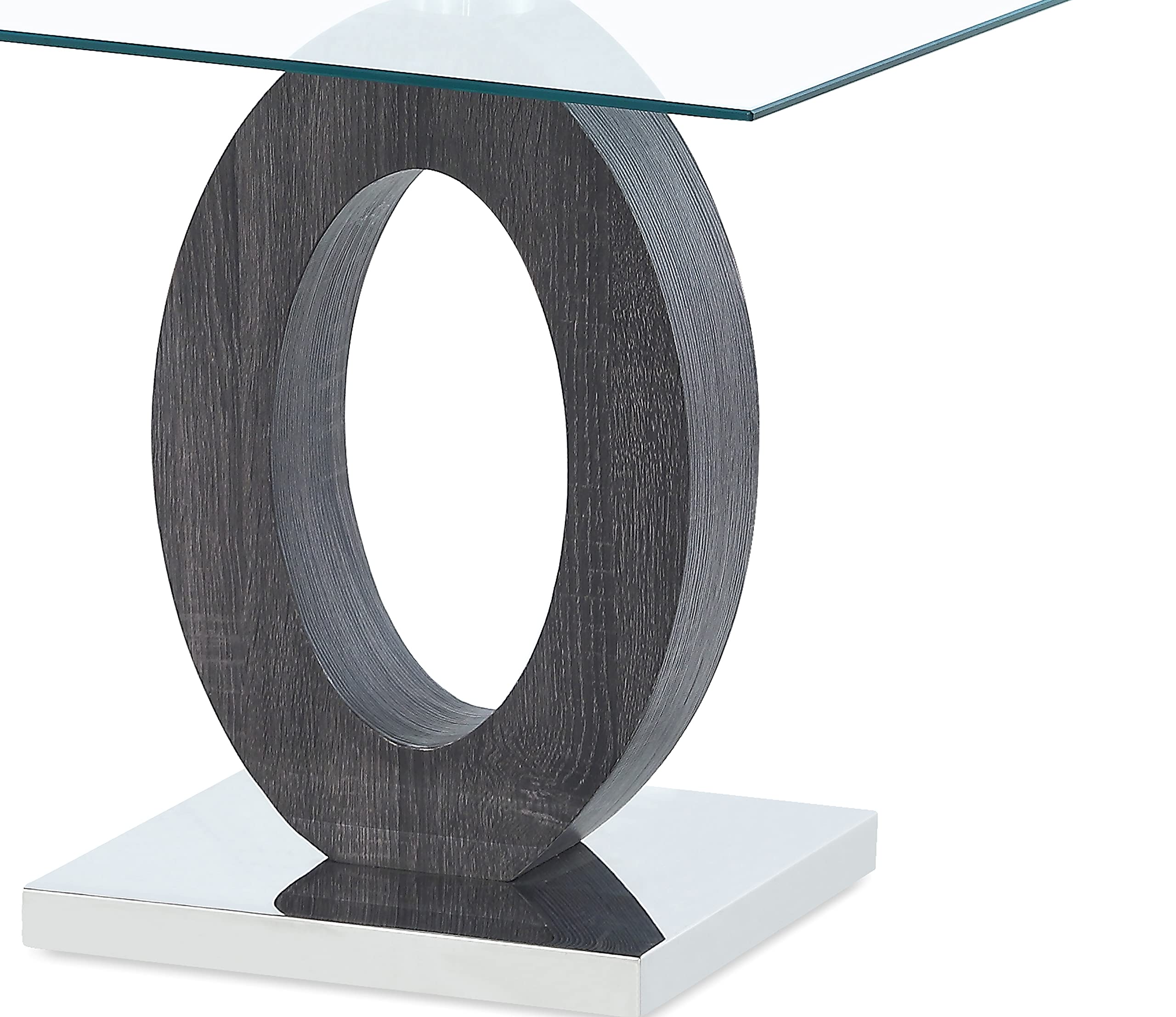 Modern Oval End Table with Grey-Clear Glass Top - Stylish Living Room Furniture for Small Spaces | Perfect for Sofa Side, Bedroom Nightstand or Entryway Decor