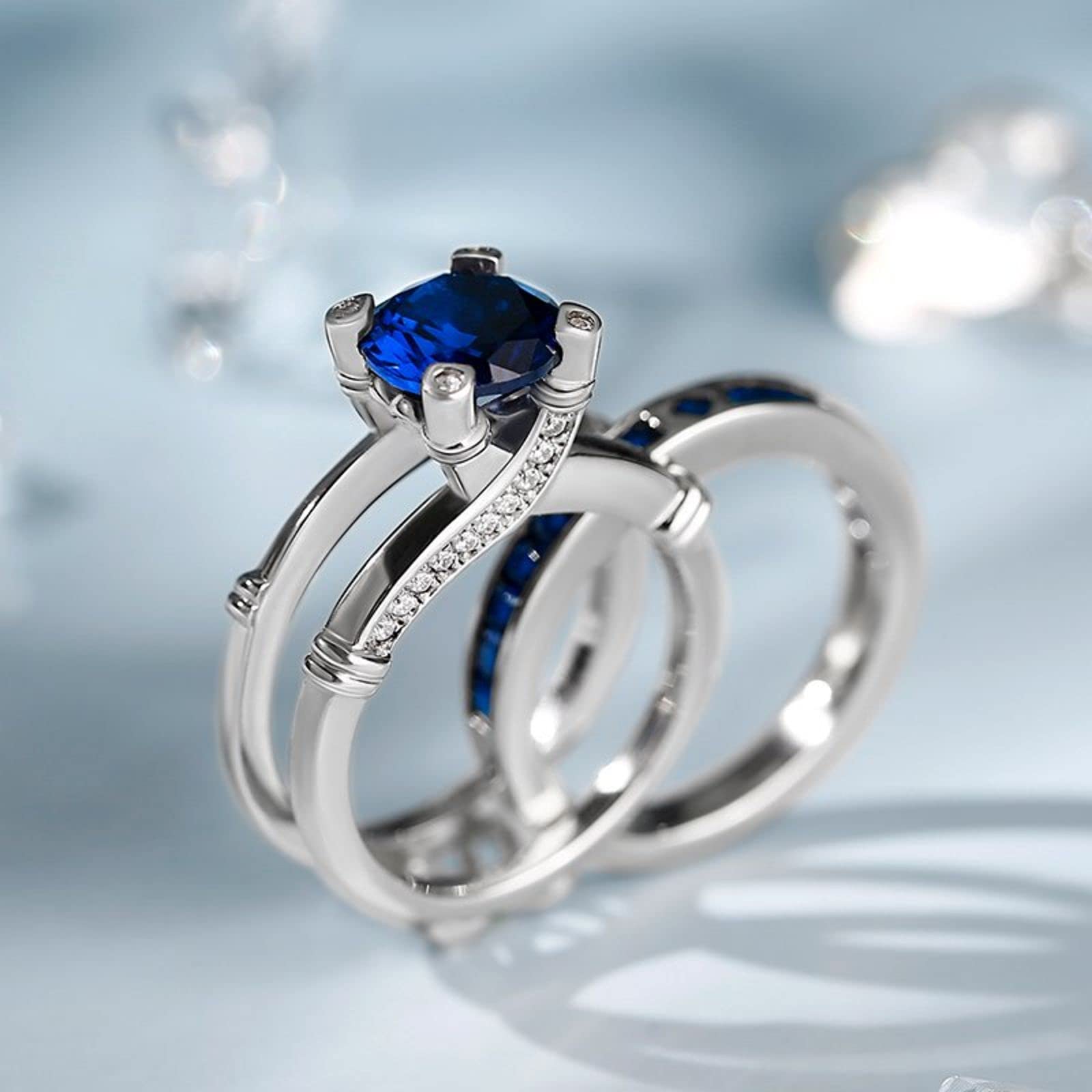 Jeulia Diamond Band Rings for Women - Sterling Silver CZ Interchangeable Ring Sets for Wedding, Engagement, Anniversary & Promise - Perfect Bridal Jewelry Gift for Her (Ideal for Proposals, Vow Renewals & Special Occasions)