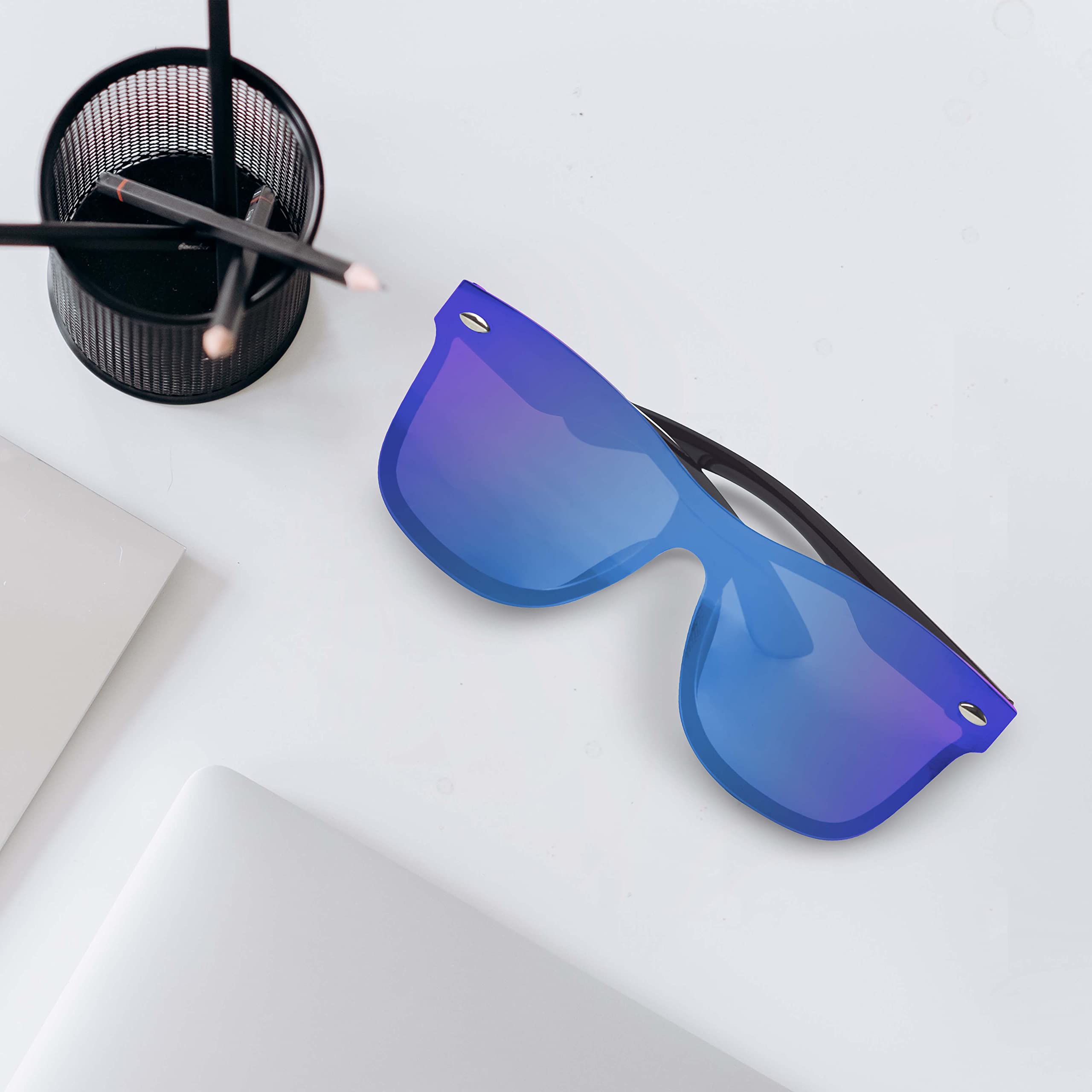 Upper Deck Mirrored Sunglasses for Men & Women - UV Protection, Polarized, Trendy Aviator Style - Perfect for Driving, Beach, Outdoor Sports & Fashion
