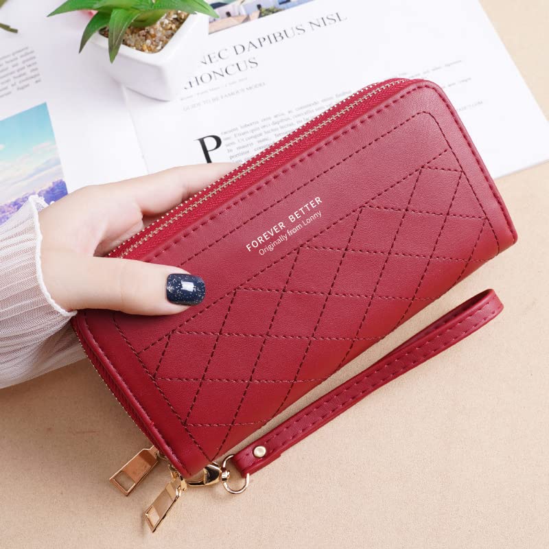 Women's Large Capacity Double Zipper Wallet - Fashionable Double Layer Hand Purse for Ladies (Color A) | Perfect for Everyday Use, Travel & Gift Giving