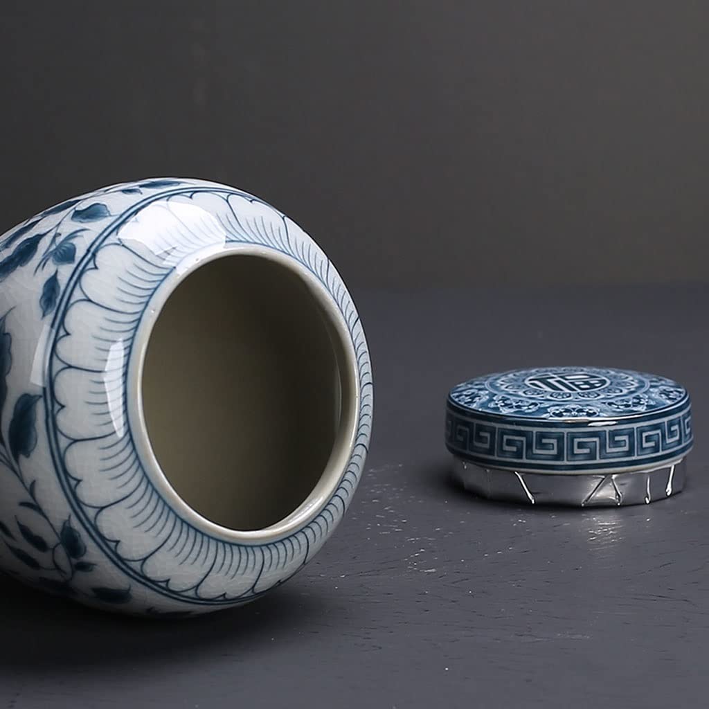 Premium Ceramic Storage Jars with Sealed Lids - Traditional Elegant Pattern Tea Canisters & Food Containers for Kitchen - Ideal for Storing Spices, Tea, Coffee, Condiments (Large Size) | Perfect for Pantry Organization, Tea Ceremonies & Gourmet Cooking