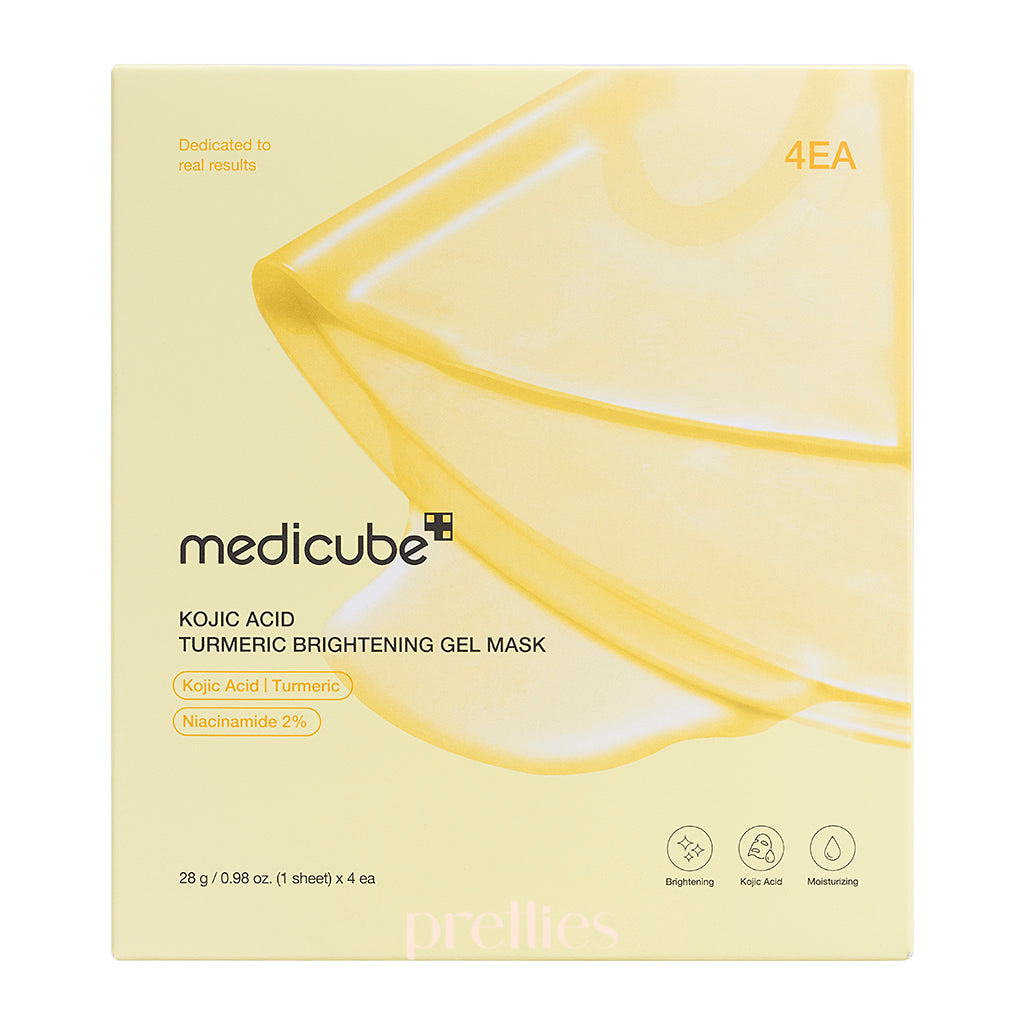 Medicube Kojic Acid & Turmeric Brightening Gel Face Mask - 4 Piece Set for Dark Spot Treatment & Glowing Skin | Perfect for Nighttime Skincare Routine & Post-Sun Care