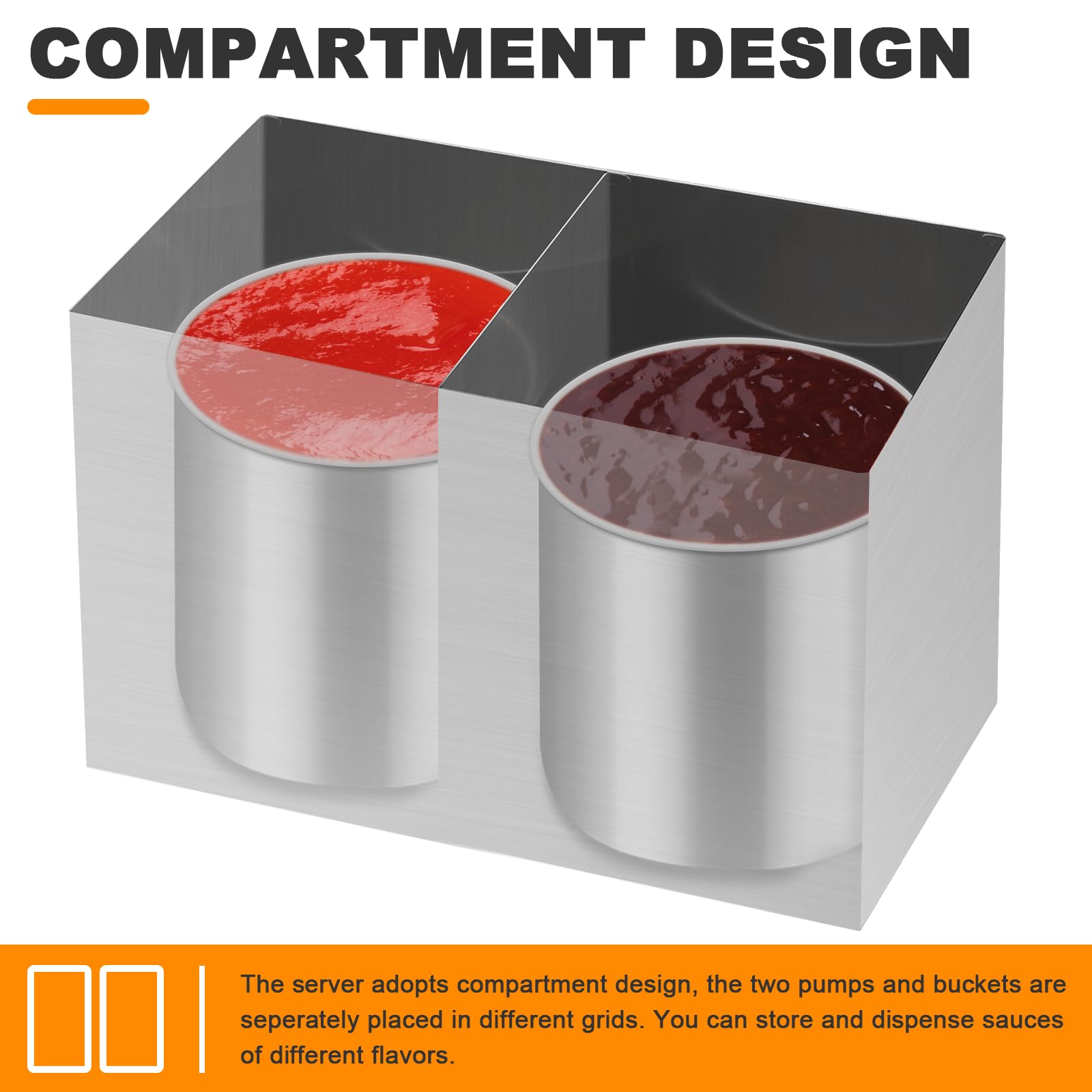 Commercial Stainless Steel Sauce Dispenser Pump - 7.4 Quart Condiment Pump Station for Ketchup, Dressing, Syrup, Jam & BBQ Sauce | Perfect for Restaurants, Cafes, Food Trucks & Catering Services