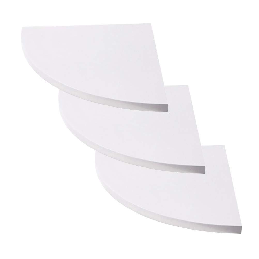 Amosfun 3-Piece Round Floating Wall Shelves Set - Corner Hanging Display Racks for Books, Plants & Decor | Perfect for Living Room, Bedroom, Office & Home Decor | Space-Saving Storage Solution (3 Boards, Small Size)