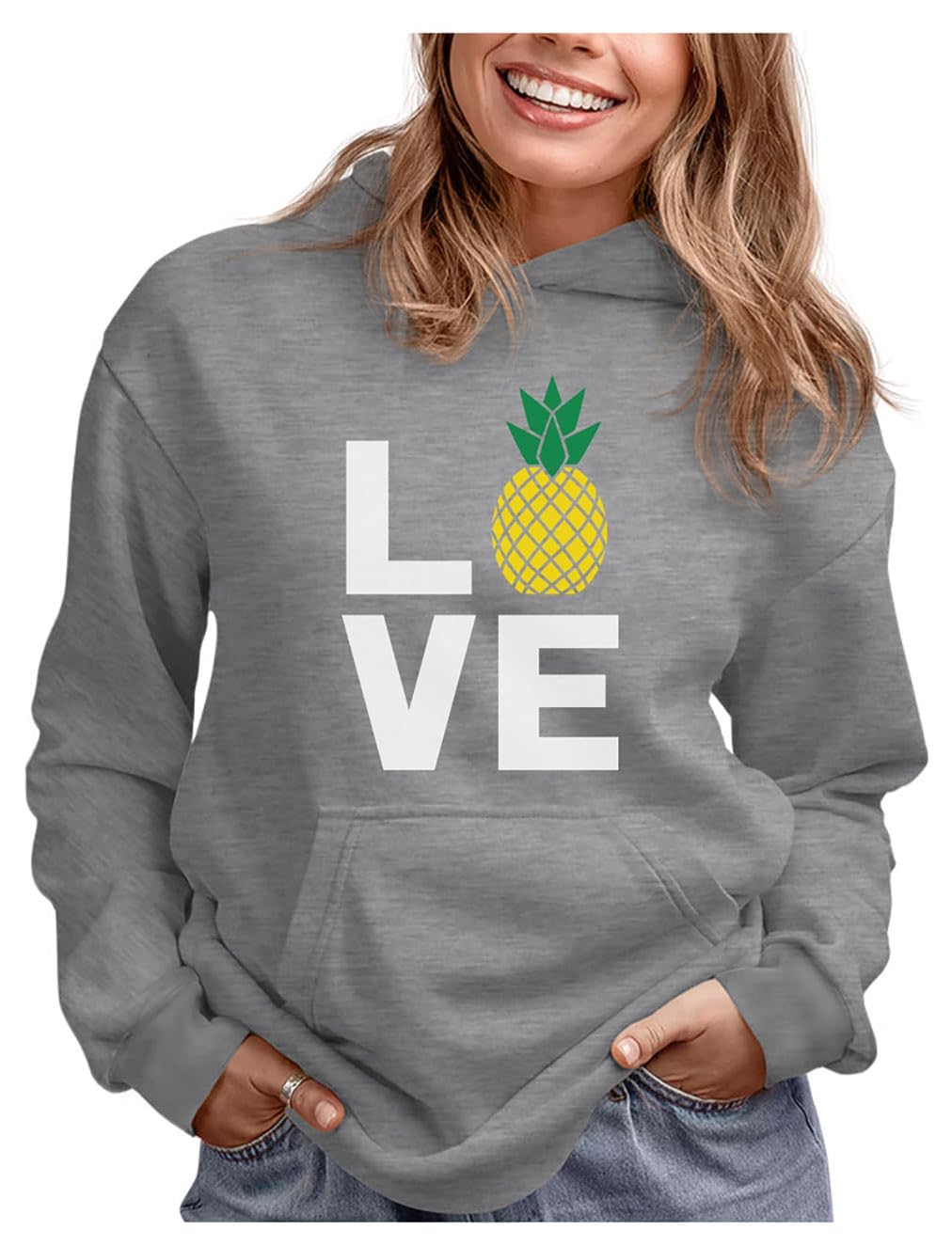 Tstars I Love Pineapples Women's Hoodie - Soft & Comfortable Pullover Sweatshirt for Pineapple Lovers | Best Gift for Her, Birthday, Christmas | Perfect for Casual Wear, Lounge & Outdoor Activities