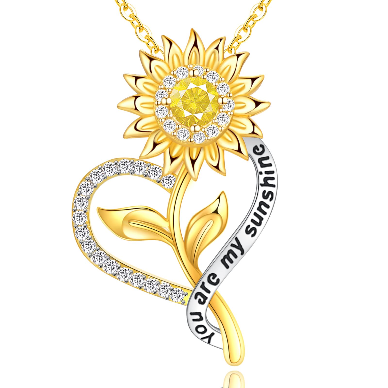 Sunflower Necklace for Women - Elegant Anniversary Jewelry Gift for Wife, Mom, or Loved Ones - You Are My Sunshine Pendant - Perfect for Birthdays, Mother's Day & Special Occasions