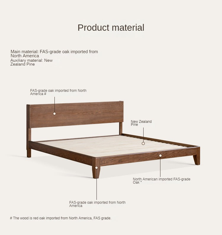 Solid Oak Wood Modern Bed Frame with LED Night Lights in Walnut Finish - Perfect for Bedroom Decor and Cozy Nighttime Ambiance