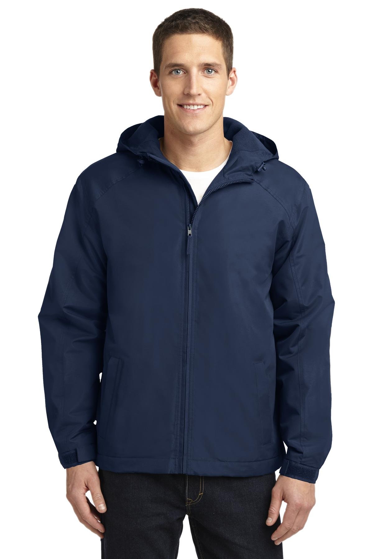 Port Authority Men's Hooded Charger Jacket - XXL True Navy - Lightweight Water-Resistant Fleece-Lined Jacket for Outdoor Work & Casual Wear