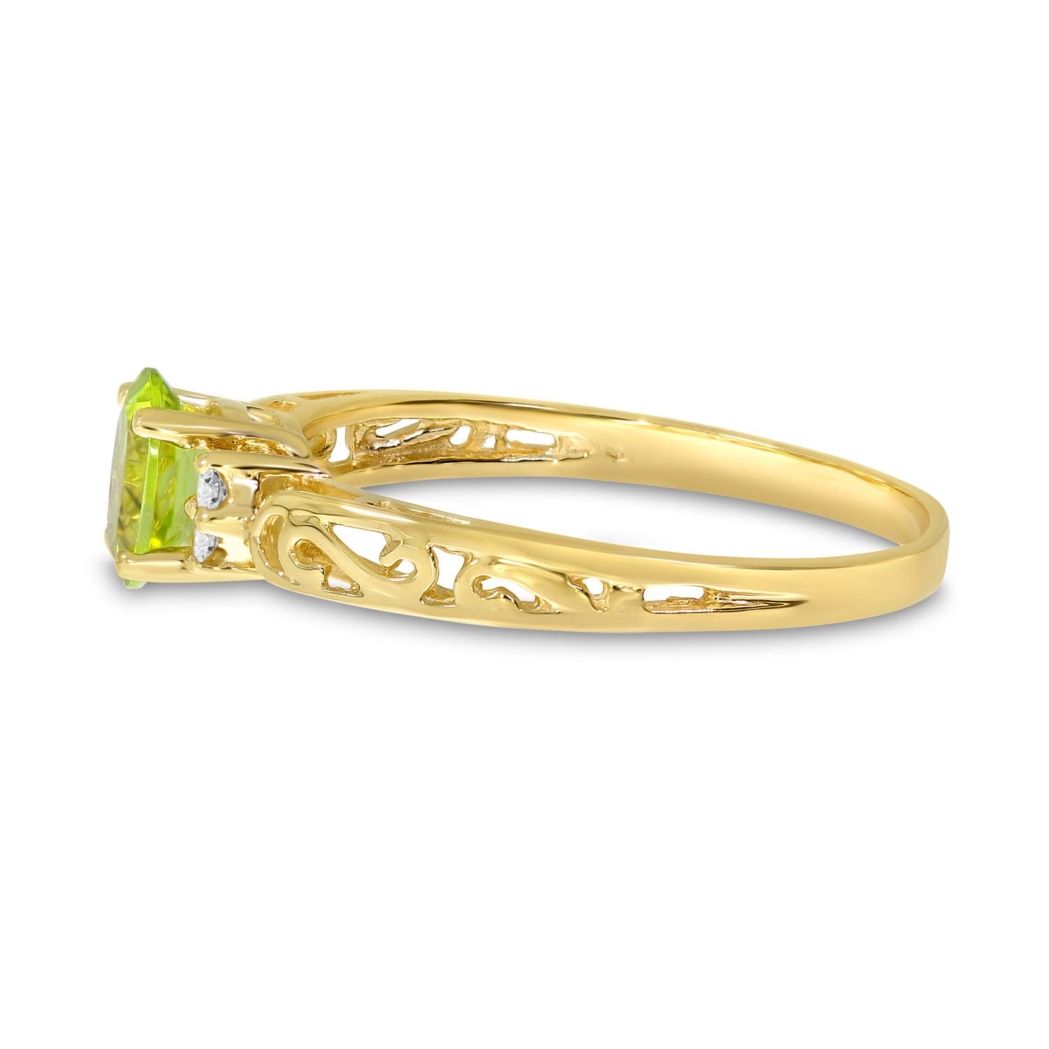 10K Yellow Gold Peridot and Diamond Ring – Elegant Jewelry for Women, Perfect for Engagement, Wedding, Anniversary & Special Occasions