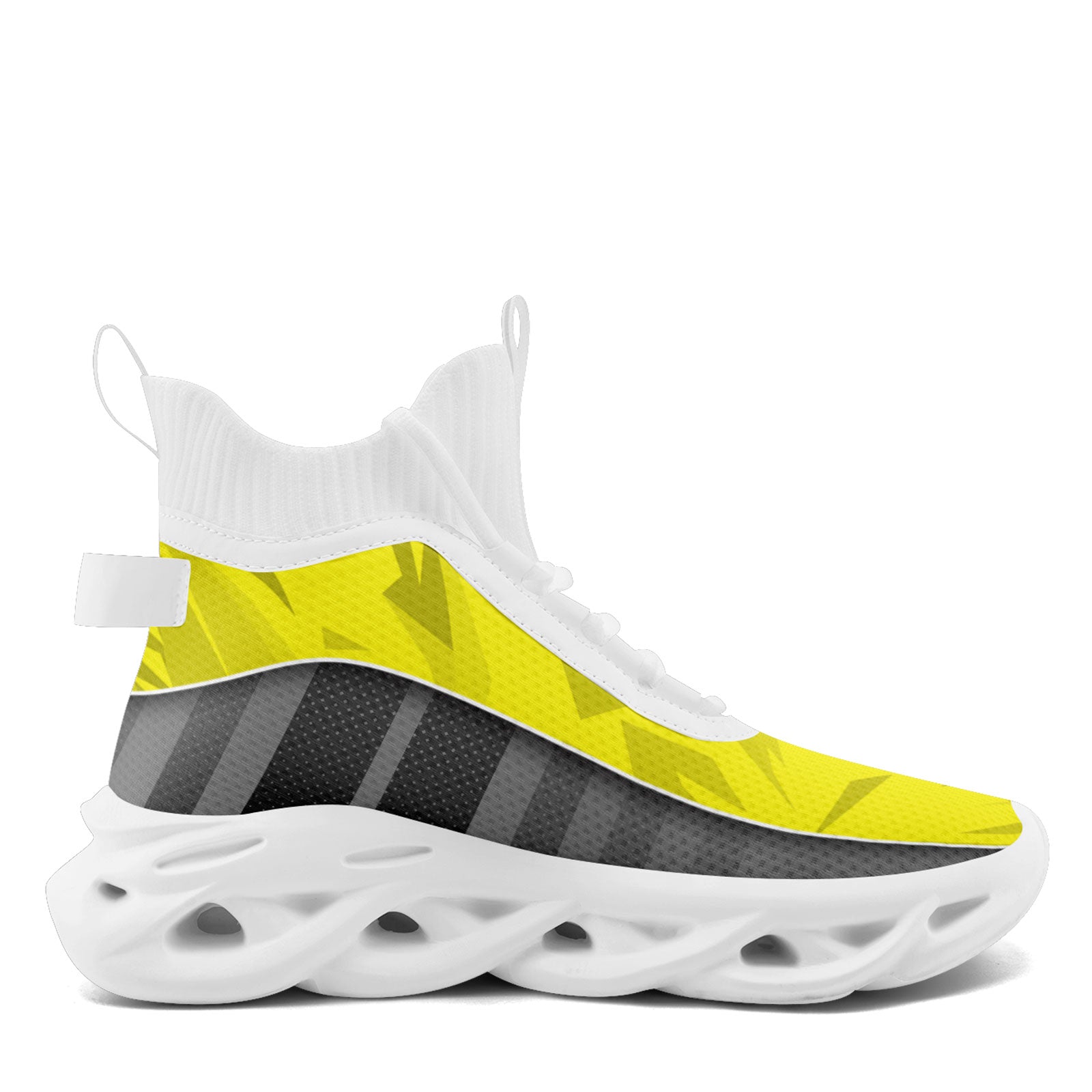 Custom Gray & Yellow Maxsoul Personalized Sneakers for Men & Women - Breathable Comfortable Walking Shoes FN029A D020158 Size 9 - Perfect for Gym, Running, Casual Wear & Street Fashion