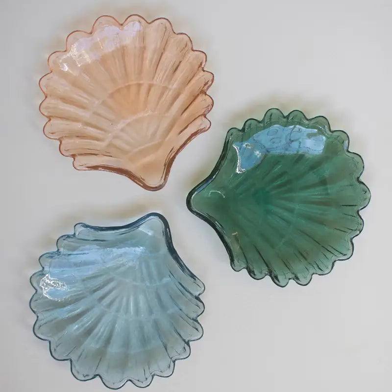 Premium Glass Scallop Shell Bowl Set - 4-Piece Serving Dish Collection for Seafood, Salads & Desserts - Elegant Tableware for Parties, Weddings & Home Decor