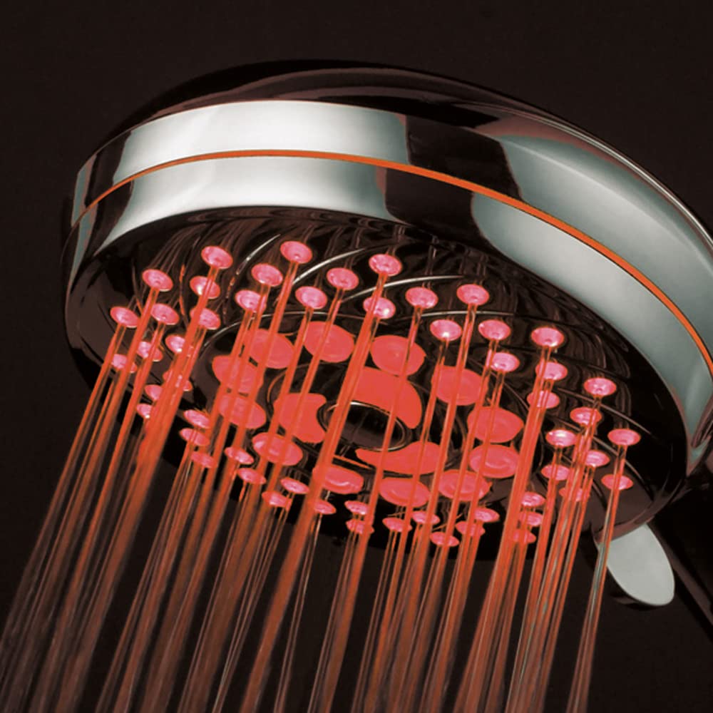 HotelSpa Neon Ultra-Luxury 7-Setting LED Hand Shower with Chrome Face & Color-Changing Temperature Sensor - Perfect for Bathroom, Spa, Hotel & Home Luxury Shower Experience