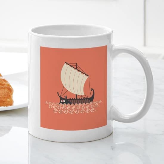 Ancient Ship Design 11 oz (325 ml) Ceramic Coffee Mug - Perfect for Tea, Hot Chocolate & Office Use | Durable & Microwave Safe