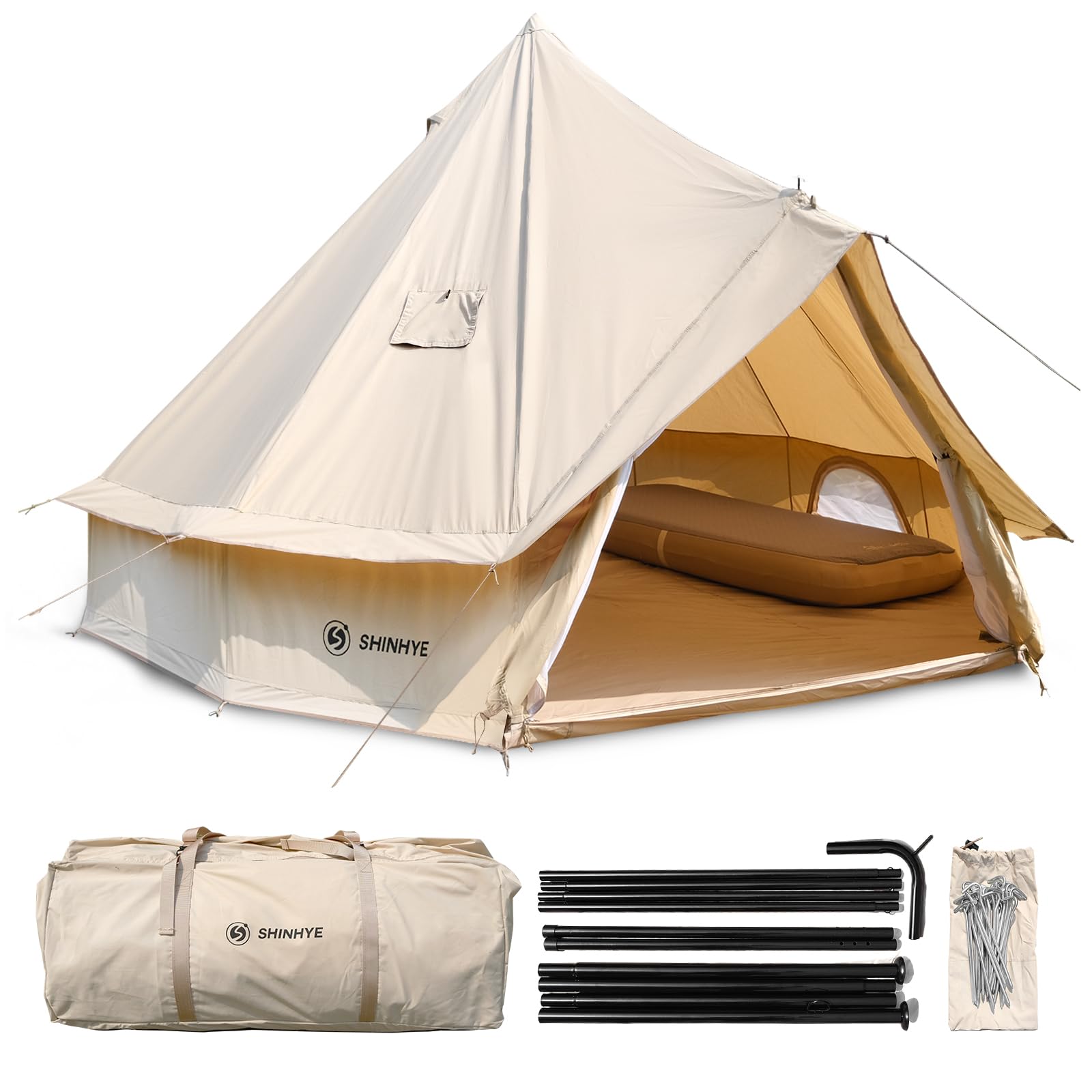 **Premium 4-Season Canvas Bell Tent for Glamping & Camping - 3M/4M/5M Yurt Tent with Stove Jack - Durable Family Outdoor Tent for Hunting, Parties & Backyard Adventures (3M - 9.8FT)**    **Use Cases:** Perfect for family camping, luxury glamping, outdoor hunting trips, backyard parties, and wilderness adventures.