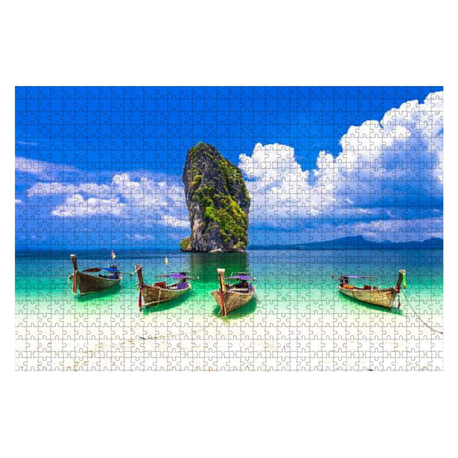 1000 Piece Wooden Jigsaw Puzzle - Tropical Holidays & Amazing Beaches of Krabi Thailand - Educational Puzzle for Adults & Kids - Stress Relief & Family Game Night Activity - Perfect for Home Decor, Birthday Gifts & Classroom Learning