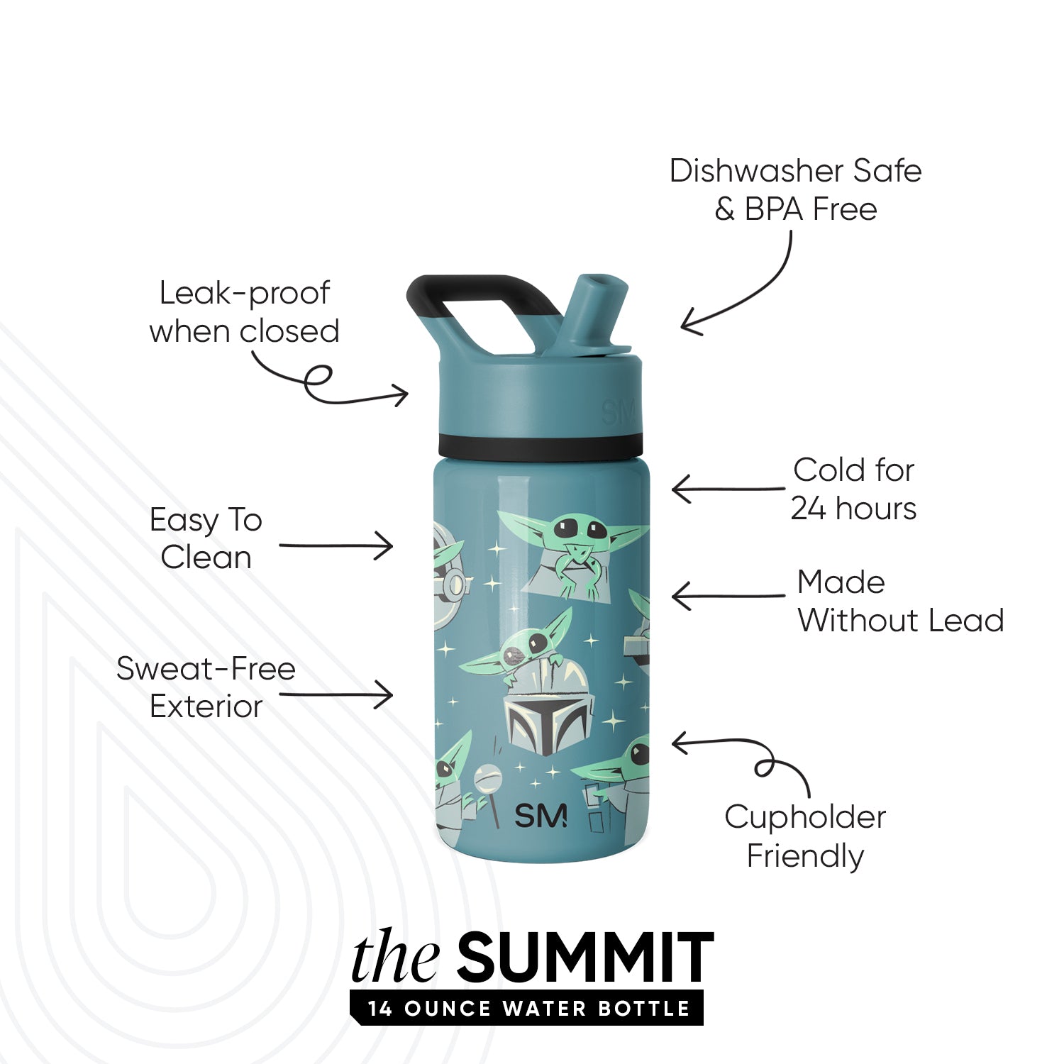 Summit Kids Water Bottle with Straw Lid - BPA Free, Leak Proof, Insulated Stainless Steel Bottle for School, Sports, and Outdoor Activities