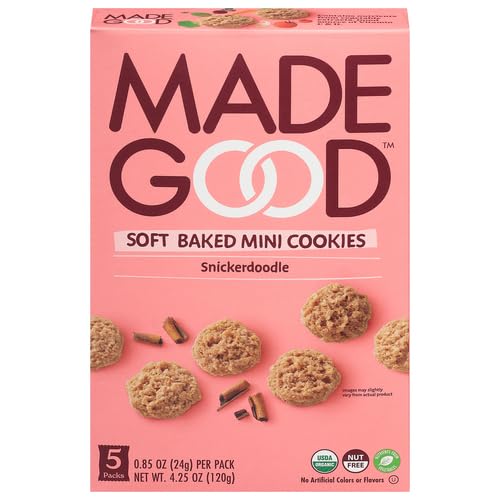 Organic MadeGood Snickerdoodle Soft Baked Cookies - Gluten Free, Vegan, Non-GMO Healthy Snacks (0.85oz Each) - Perfect for School Lunches, After-School Treats & On-the-Go Snacking