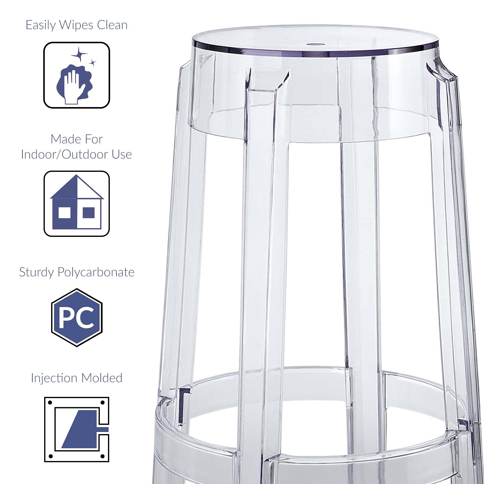 Modway Casper Modern Acrylic Counter Bar Stool - Clear Transparent Design, Fully Assembled - Perfect for Kitchen Islands, Breakfast Bars & Contemporary Dining Spaces