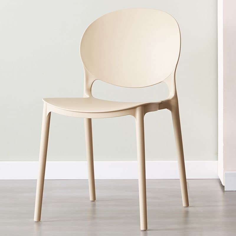 Mid Century Modern Dining Chairs - Stackable Plastic Armless Side Chairs for Kitchen, Dining Room & Living Room - Camel Color (Set of 1) - Perfect for Small Spaces, Apartments & Casual Dining Areas