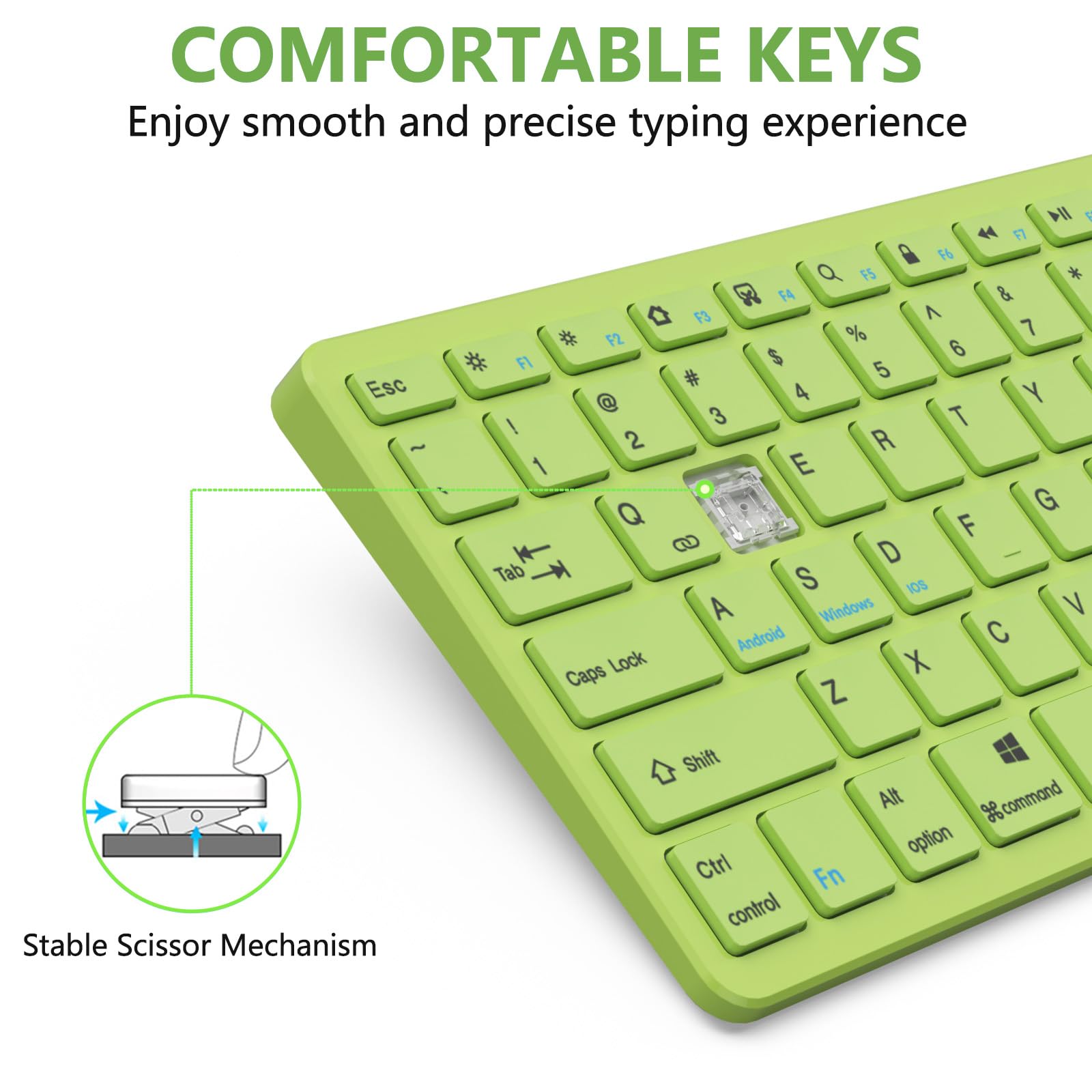 Wireless Bluetooth Keyboard for iPad 10th/9th/8th Gen, iPad Air 5th/4th Gen, iPad Pro 13/12.9/11 inch - Slim Portable Keyboard Compatible with iOS, Android & Windows (Green) - Perfect for Home Office, Travel & Remote Work