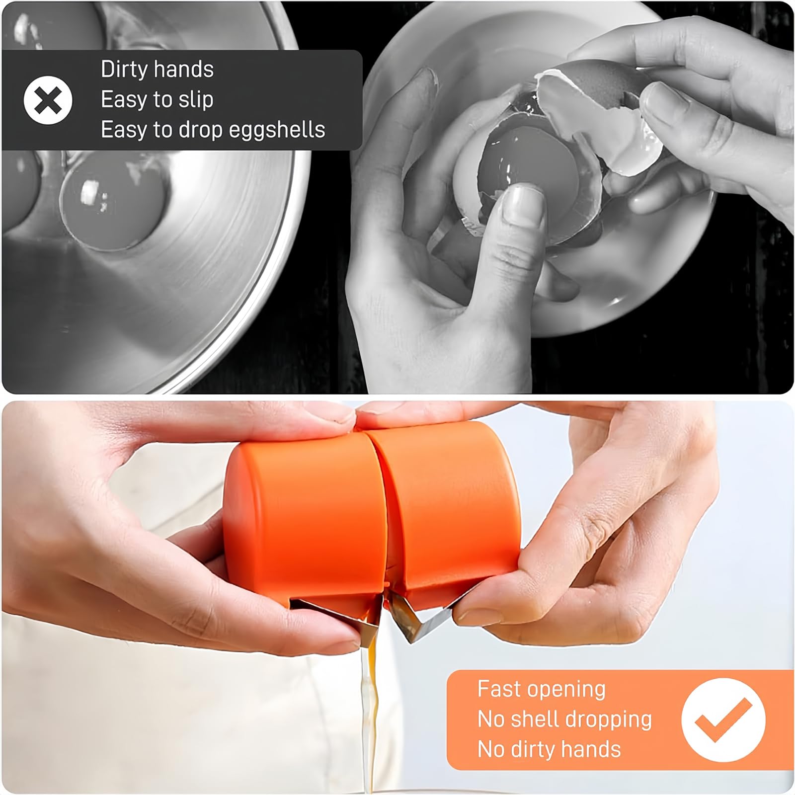 3 PCS Premium Egg Shell Opener - Quick & Easy Egg Cracker & Peeler Tool for Raw Eggs - Kitchen Gadgets for Fast Egg Breaking, Slicing & Separating - Perfect for Baking, Cooking & Meal Prep