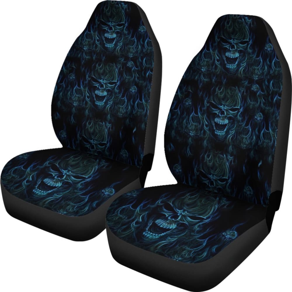 2 Pcs Skull Gothic Car Seat Covers - Premium Universal Fit for Cars, Trucks & SUVs - Edgy Gothic Decor for Halloween, Punk Style & Alternative Fashion Lovers