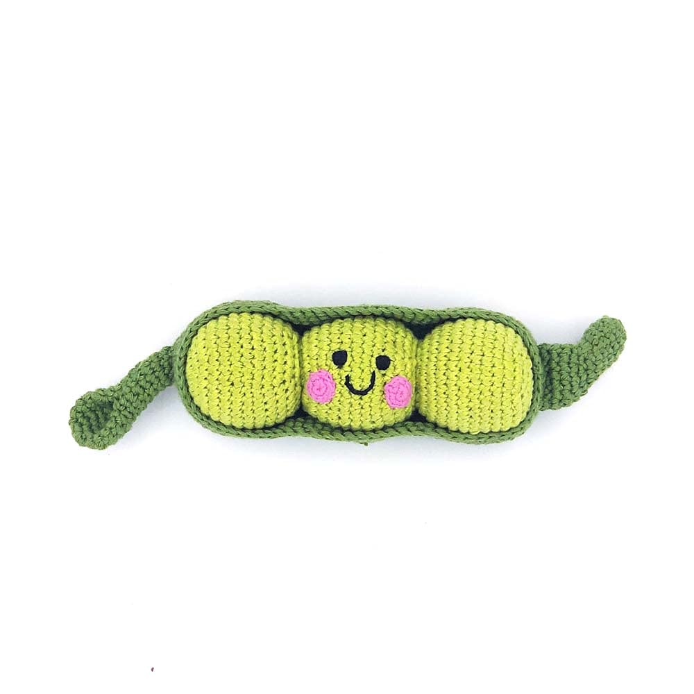 Fair Trade Handmade Crochet Cotton Peapod Baby Rattle - 9 Inch Organic Toy for Newborns & Infants | Perfect for Nursery Playtime, Baby Showers & Sensory Development