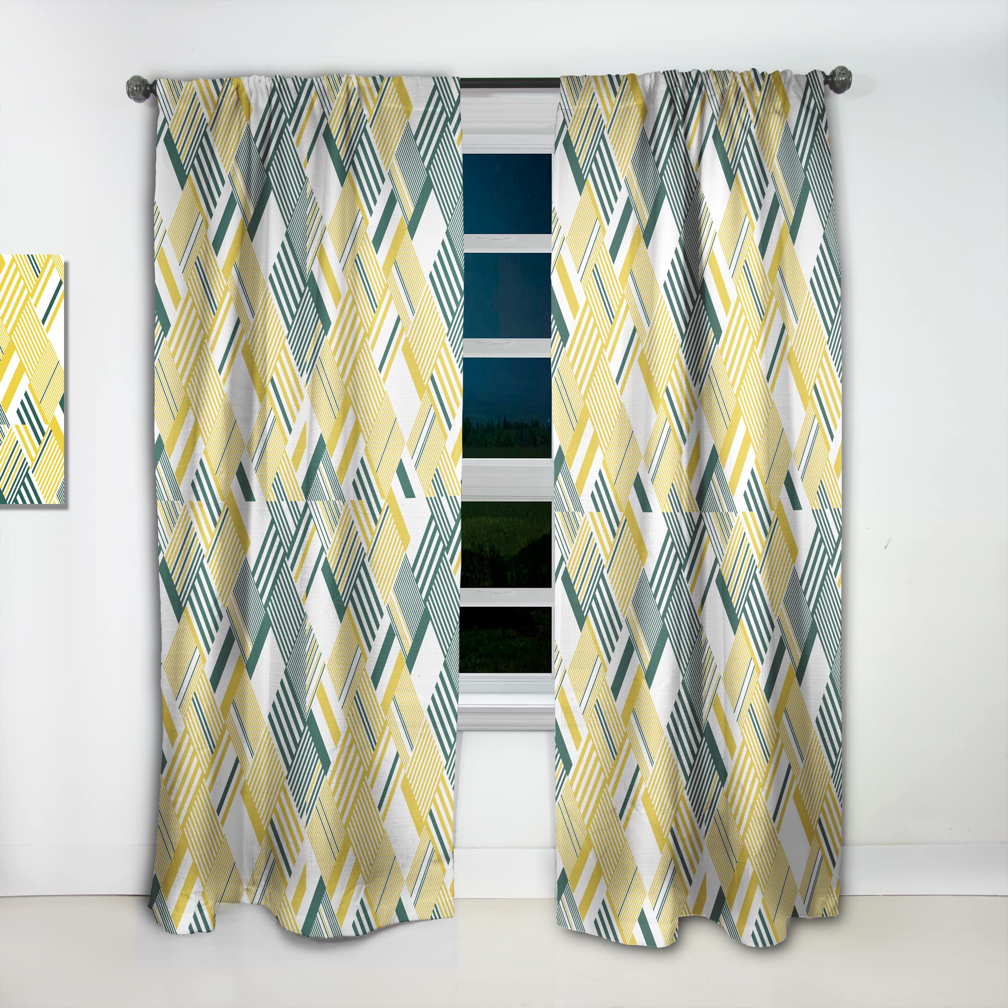 DesignQ Abstract Diagonal Stripe Pattern Thermal Insulated Curtains - Single Panel 52x95 Inches - Blackout Drapes for Bedroom & Living Room - Perfect for Home Decor, Privacy & Temperature Control
