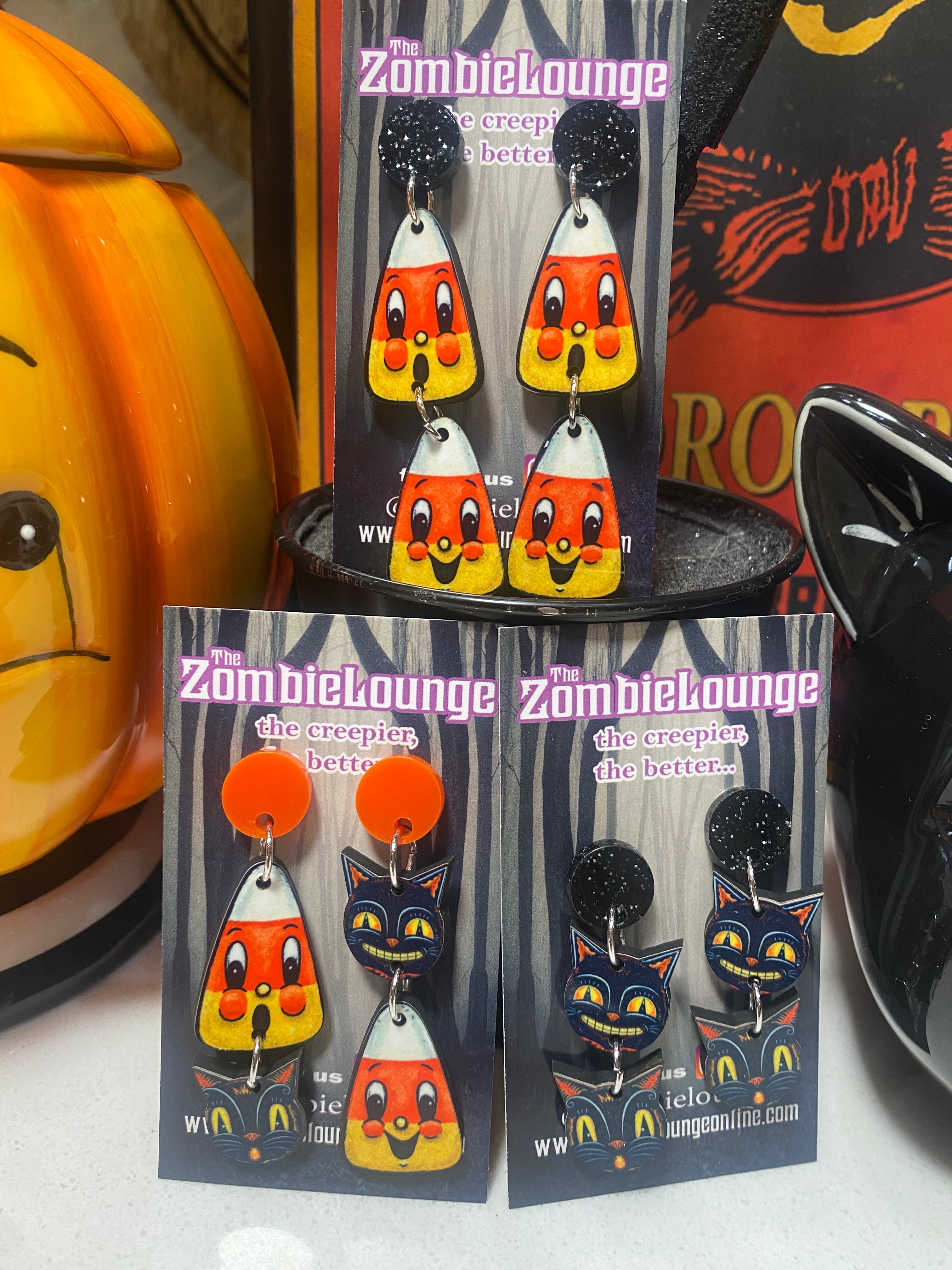 Johanna Parker Design Halloween Hanging Earrings - Spooky Dangle Earrings for Women | Witch, Bat & Pumpkin Jewelry | Perfect for Halloween Parties & Costume Accessories