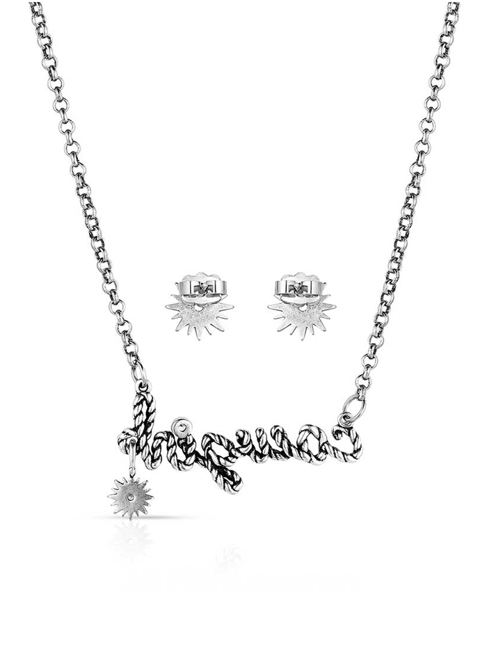 Montana Silversmiths CSTJS5841 Women's Western Cowgirl Jewelry Set - Sterling Silver Necklace & Earrings for Rodeo, Country Music Festivals & Cowgirl Fashion