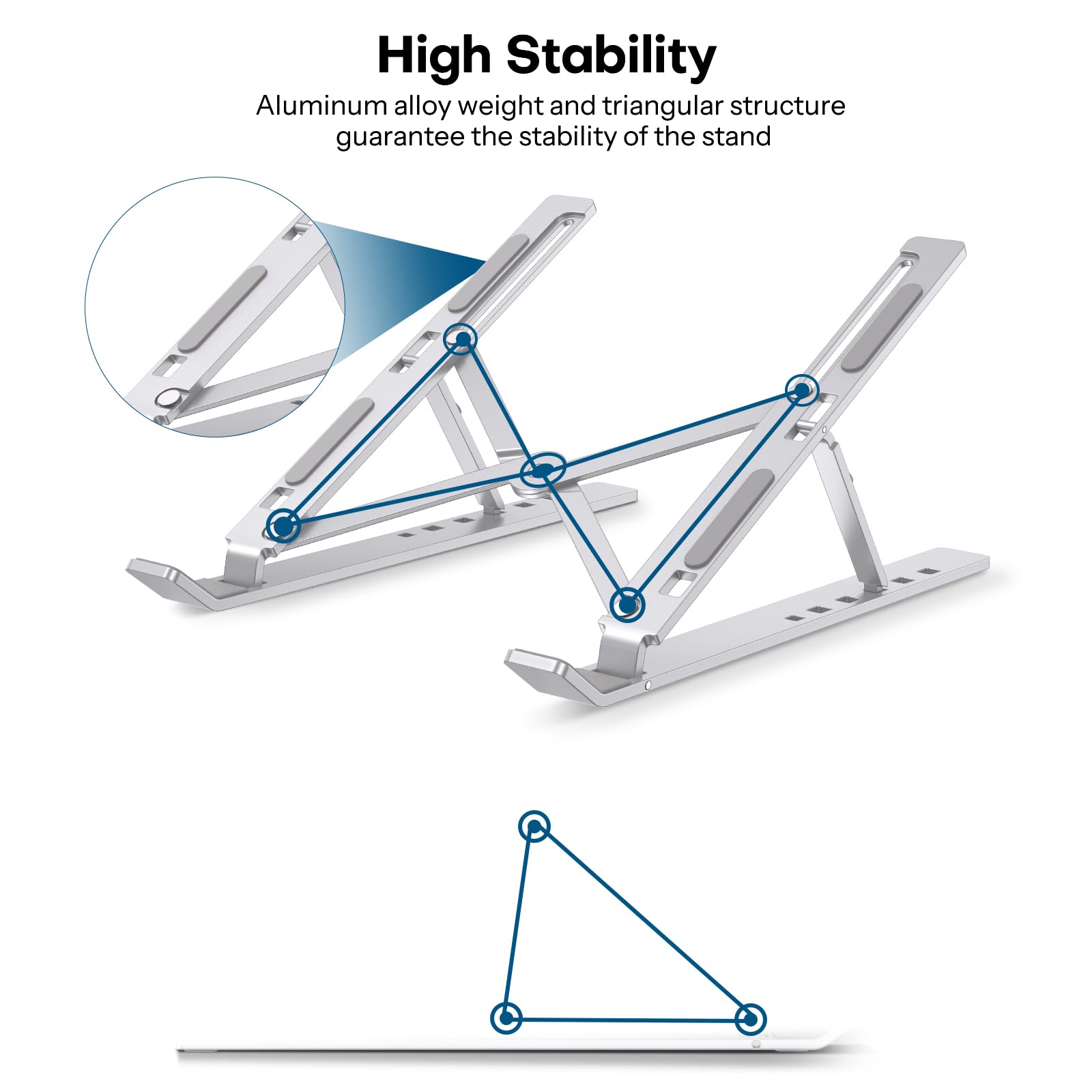 OMOTON LA02 Adjustable Foldable Aluminum Laptop Stand - Portable Ergonomic Laptop Riser Holder for MacBook Air Pro, HP, Dell, Lenovo & 15.6